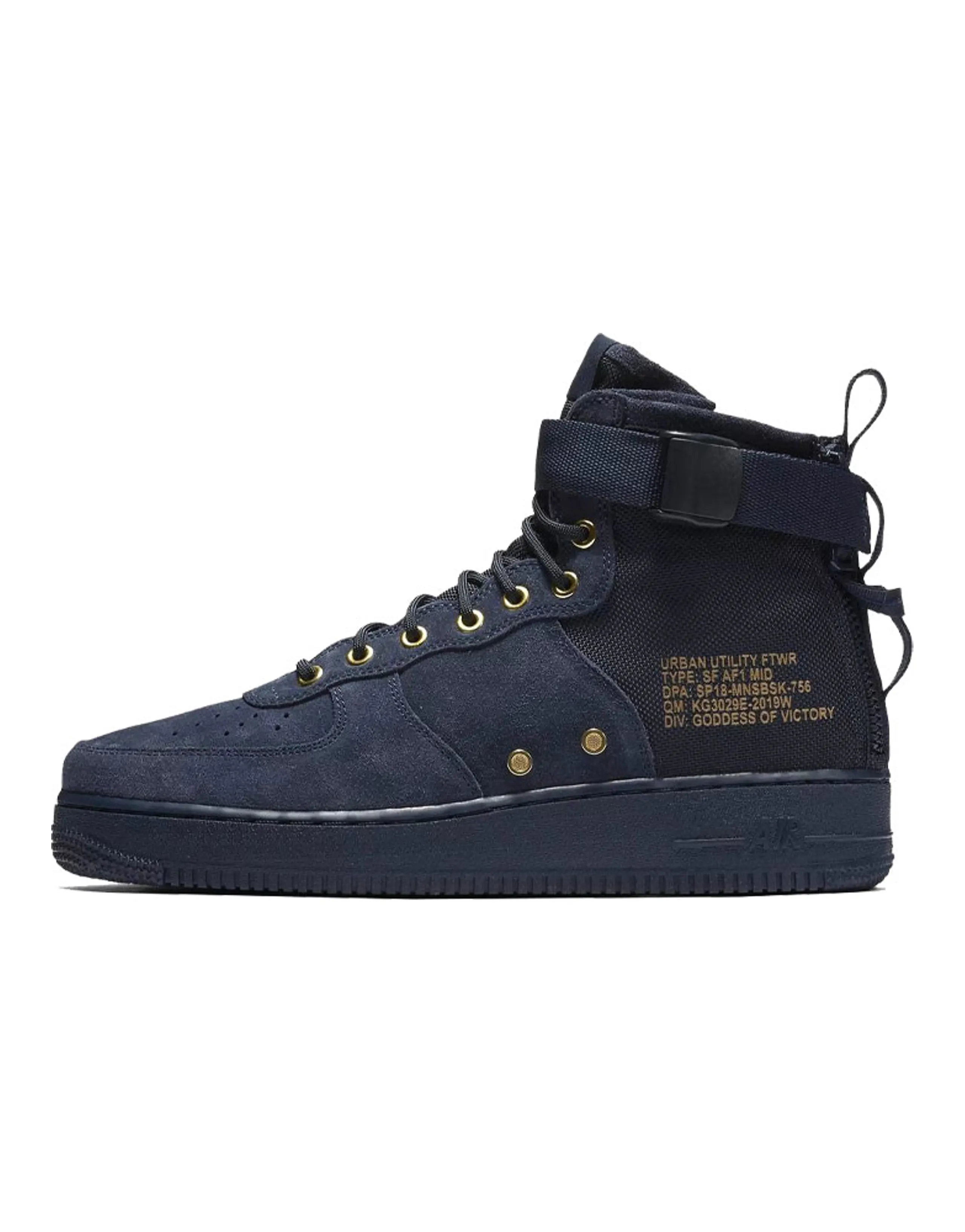 Nike Sf Air Force 1 Mid Obsidian Metallic Gold