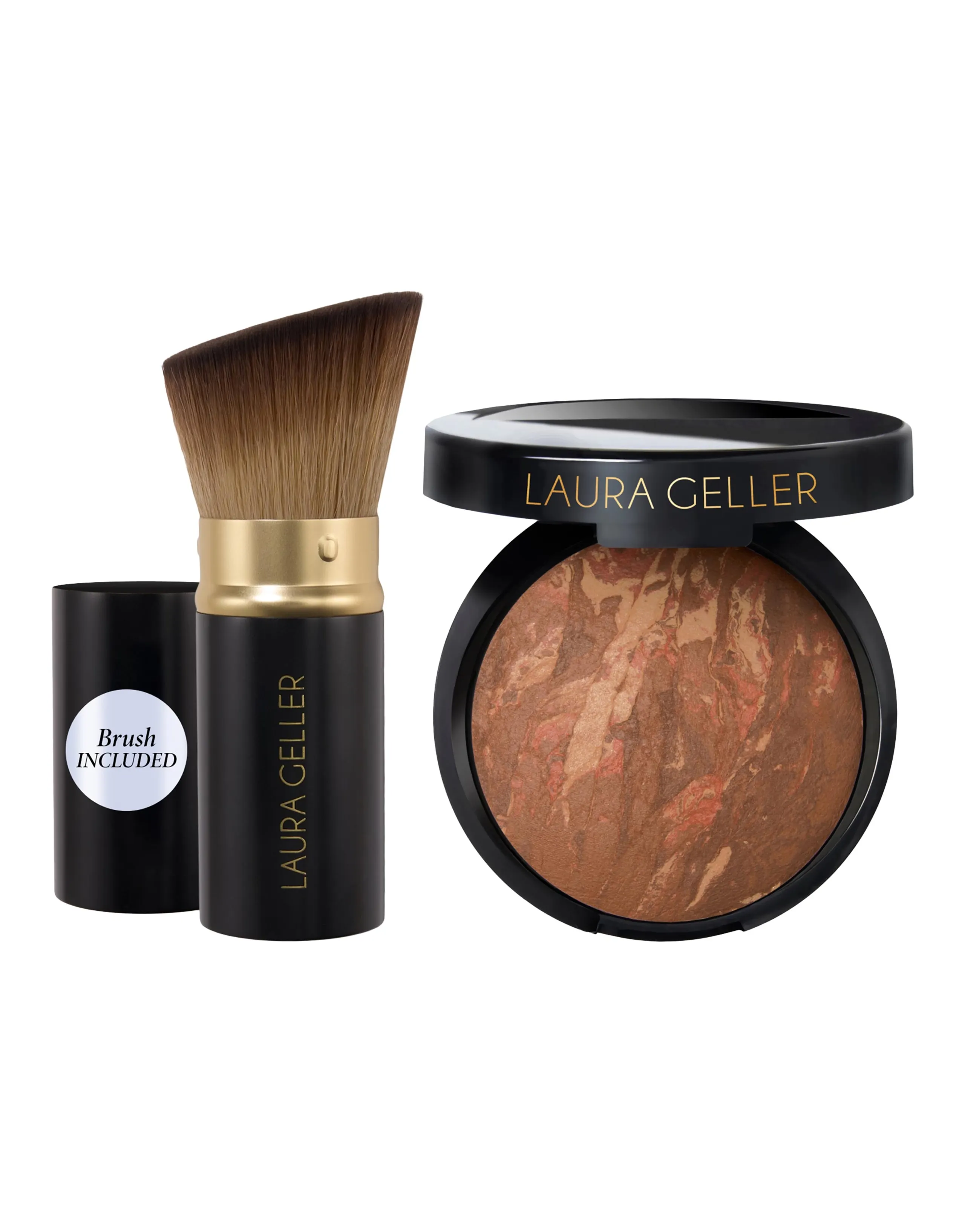 Balance and Brighten Color Correcting Baked Powder Foundation + Kabuki Brush Set