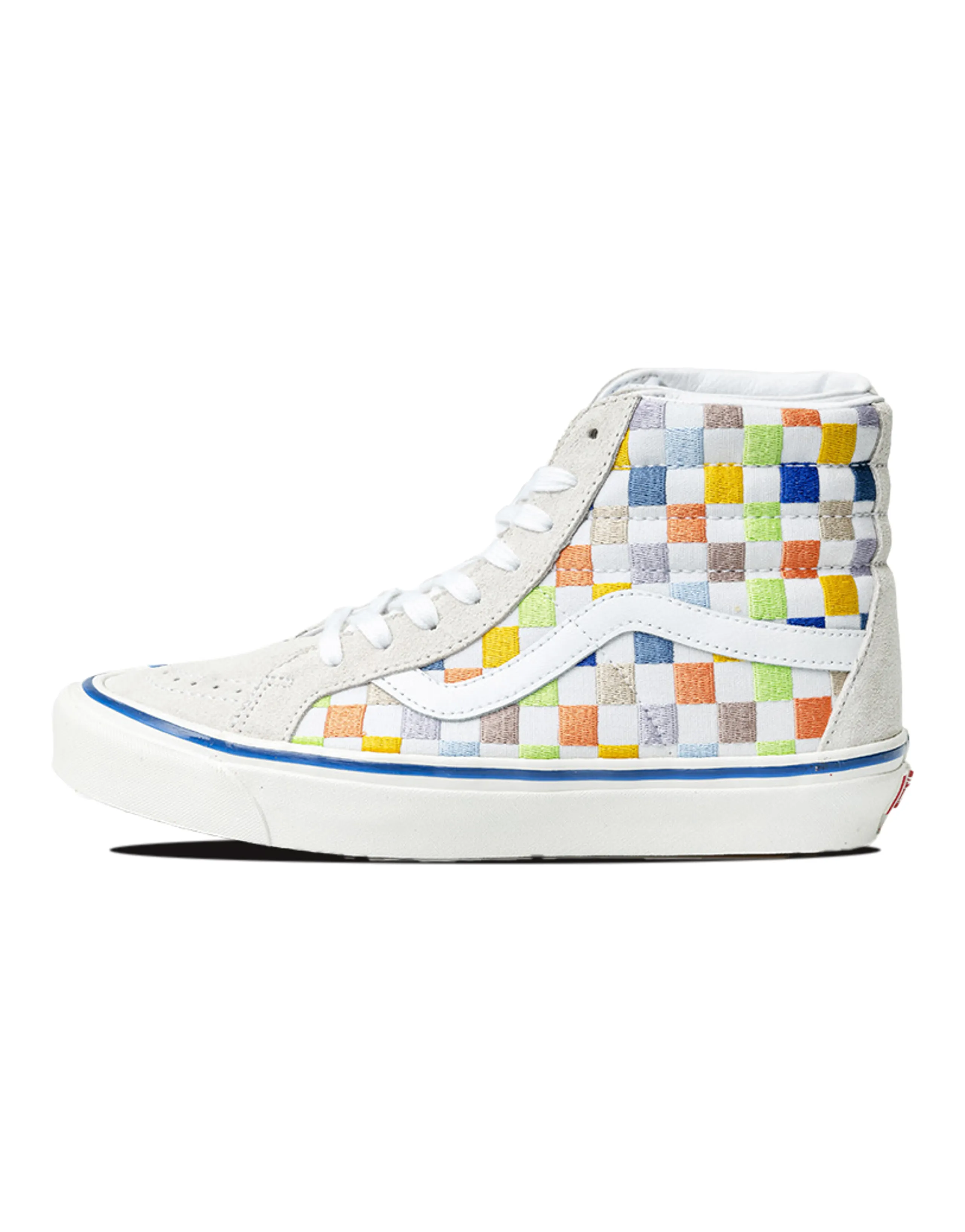 Vans SK8 HI High Top Casual Skate Shoes Unisex Beige Multi Color Grid 'Cream'
