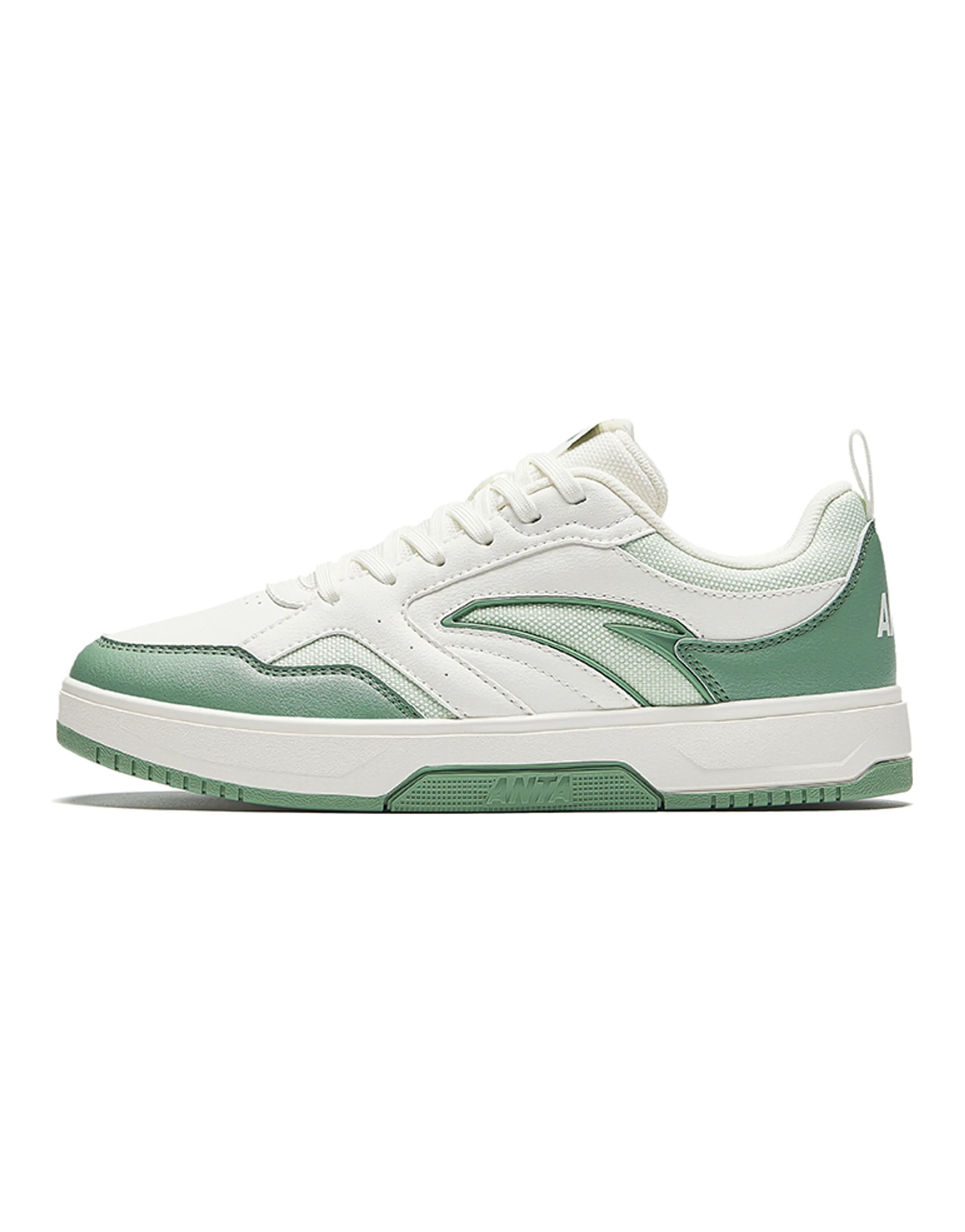 Anta Lightweight White Sneakers Height Increasing Lightweight Low-Top Skateboard Shoes Women's Green
