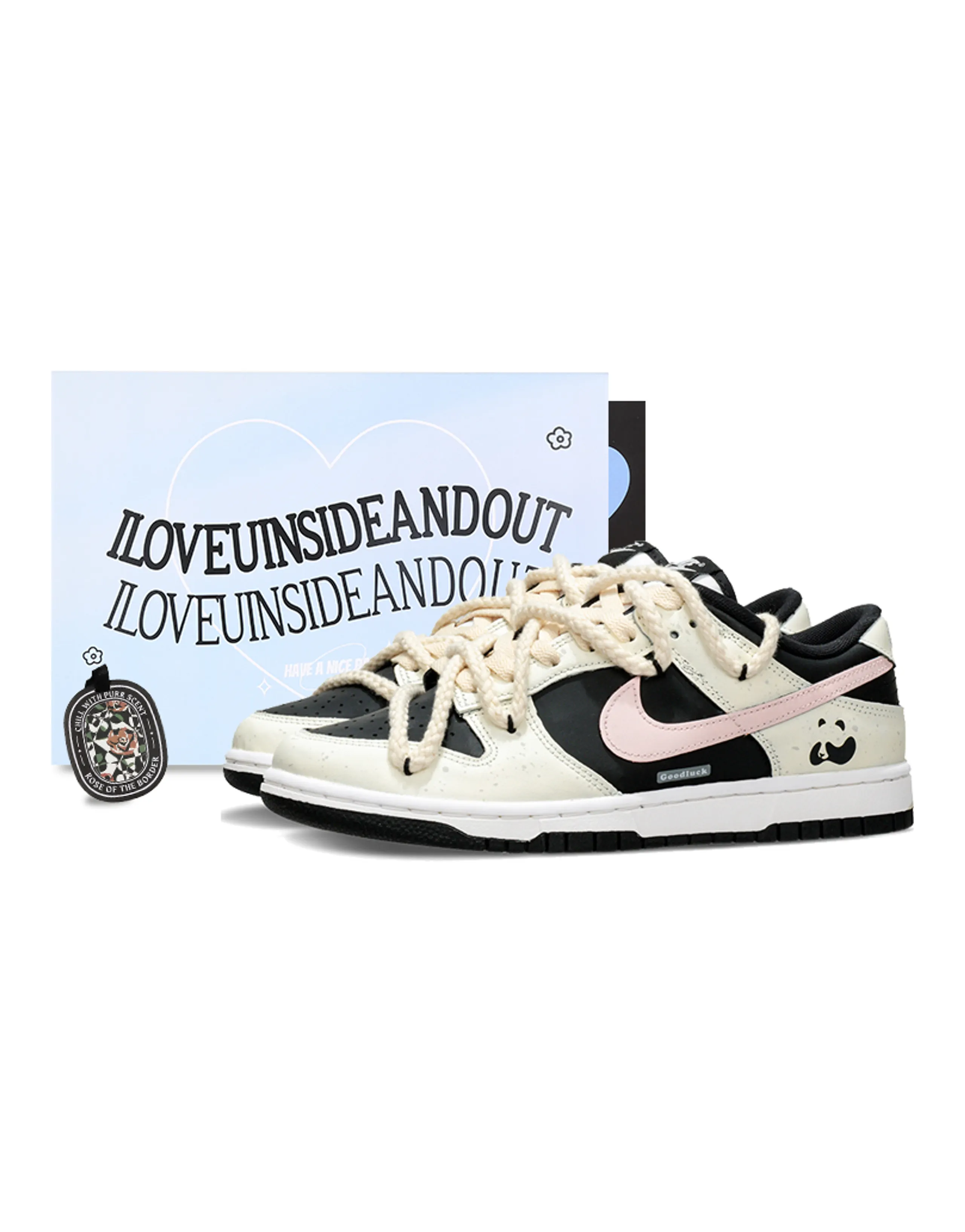 Nike Dunk Skateboard Shoes Women's Low top Black/White/Peach