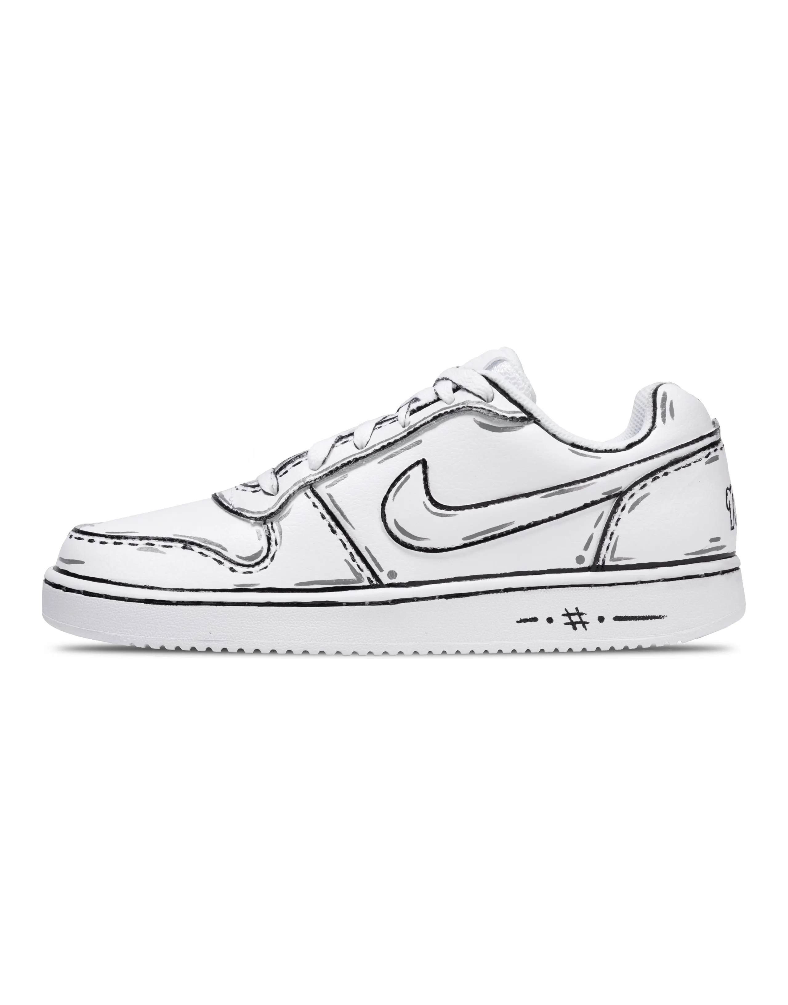 [Custom Sneakers] Nike EBERNON 2D Line Sketch Manga Trendy Versatile Wear-Resistant Low-Top Skate Shoes Unisex Black White