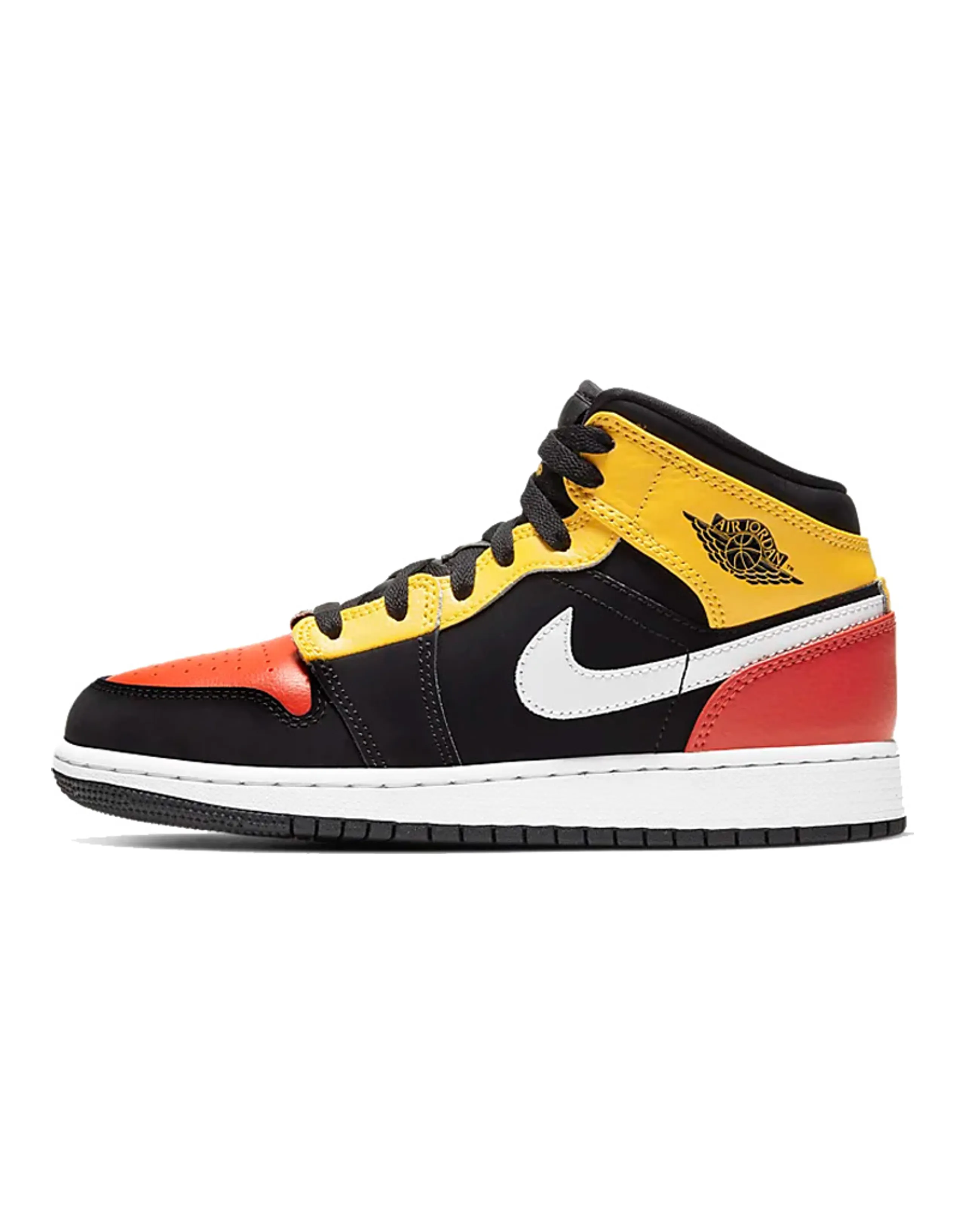 Jordan 1 Mid Black Amarillo Team Orange GS