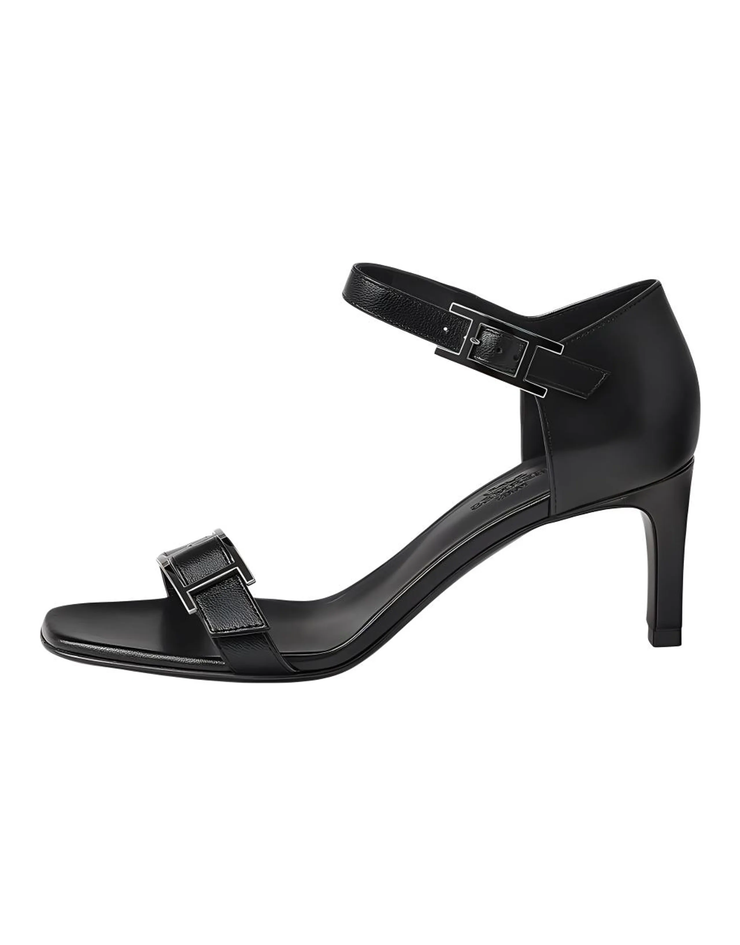 HERMES Judy Strap Sandals 7cm Women's Black