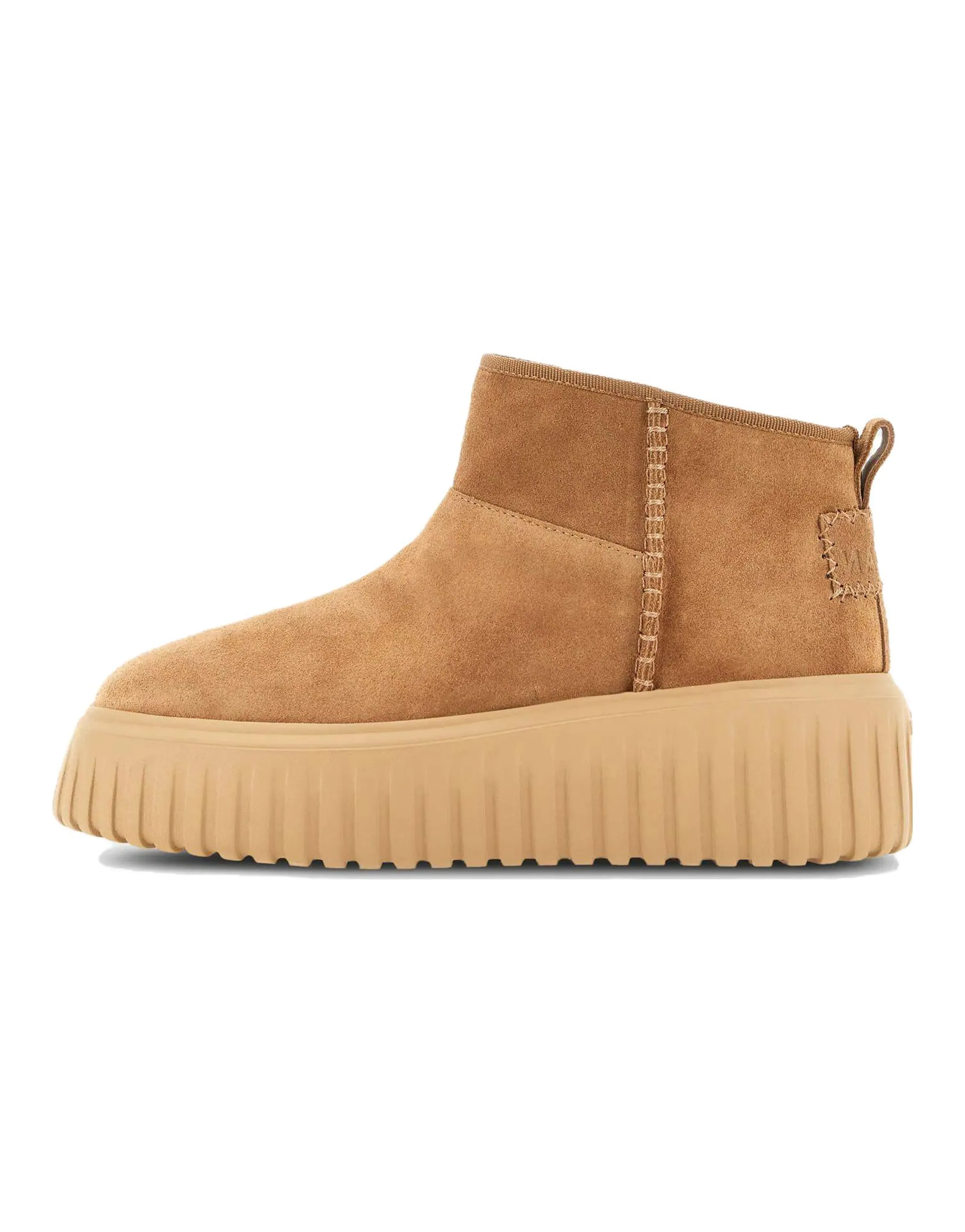 HOGAN H-Stripes Suede Comfortable Casual Ankle Boots 5.8cm Women's Brown