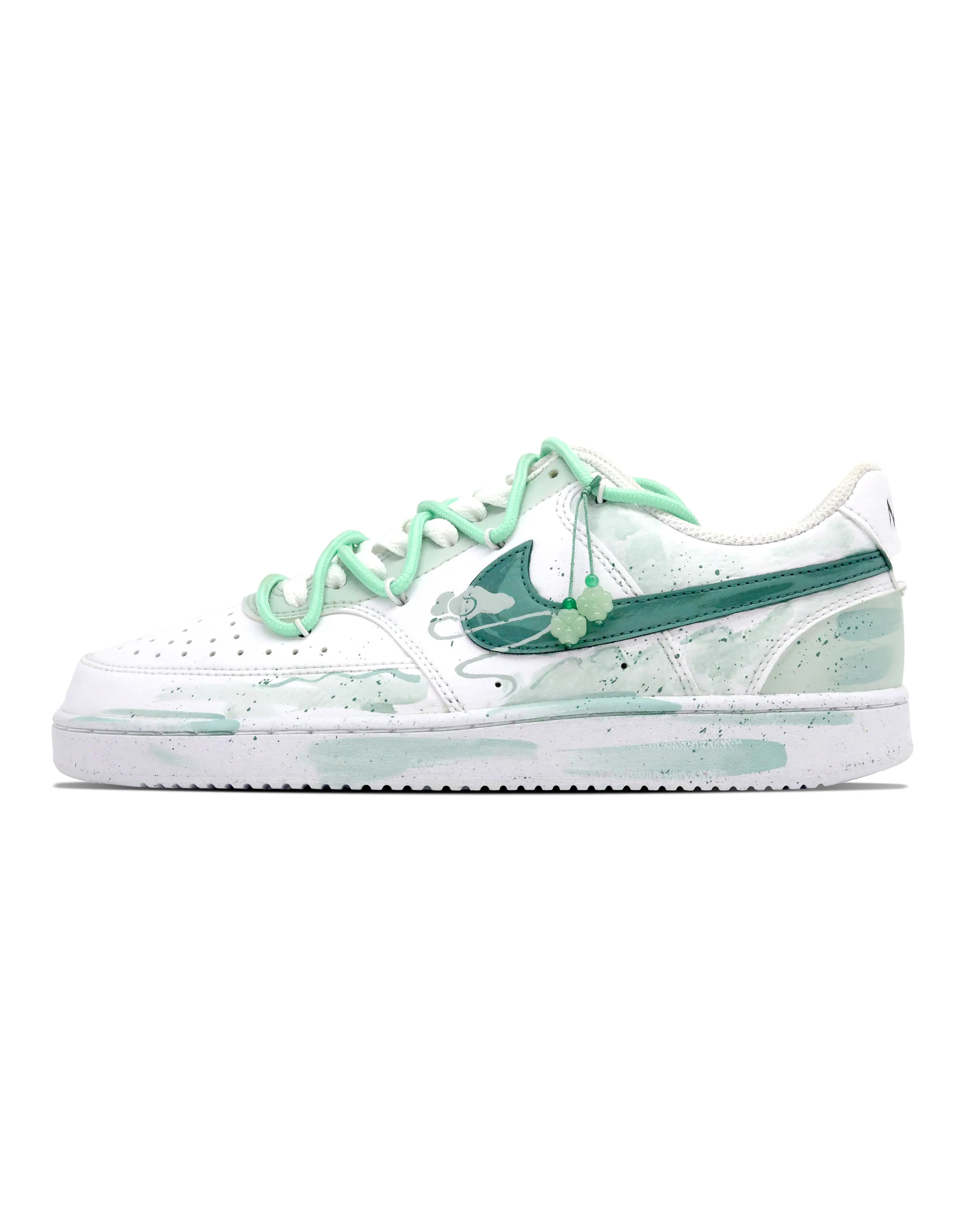 Nike Court Vision 1 Slip Resistant Cushioning Abrasion Resistant Low Top Skateboard Shoes Men Turquoise White
