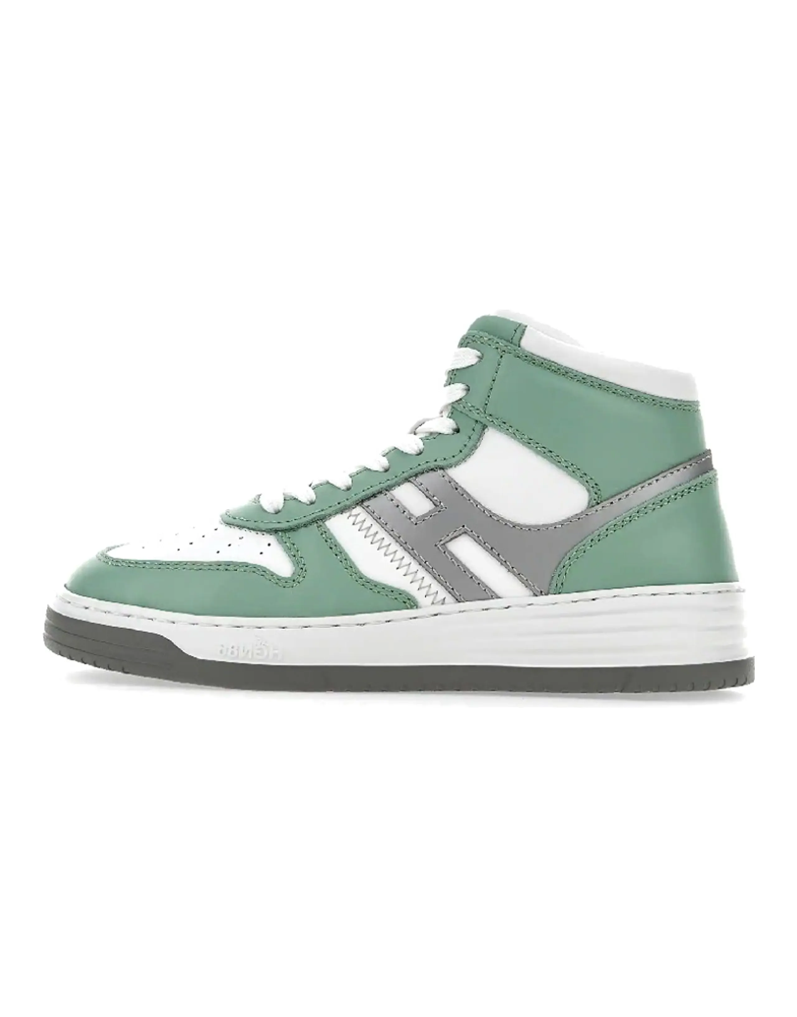 HOGAN H630 Skateboard Shoes Women's Mid-Top White Green Silver