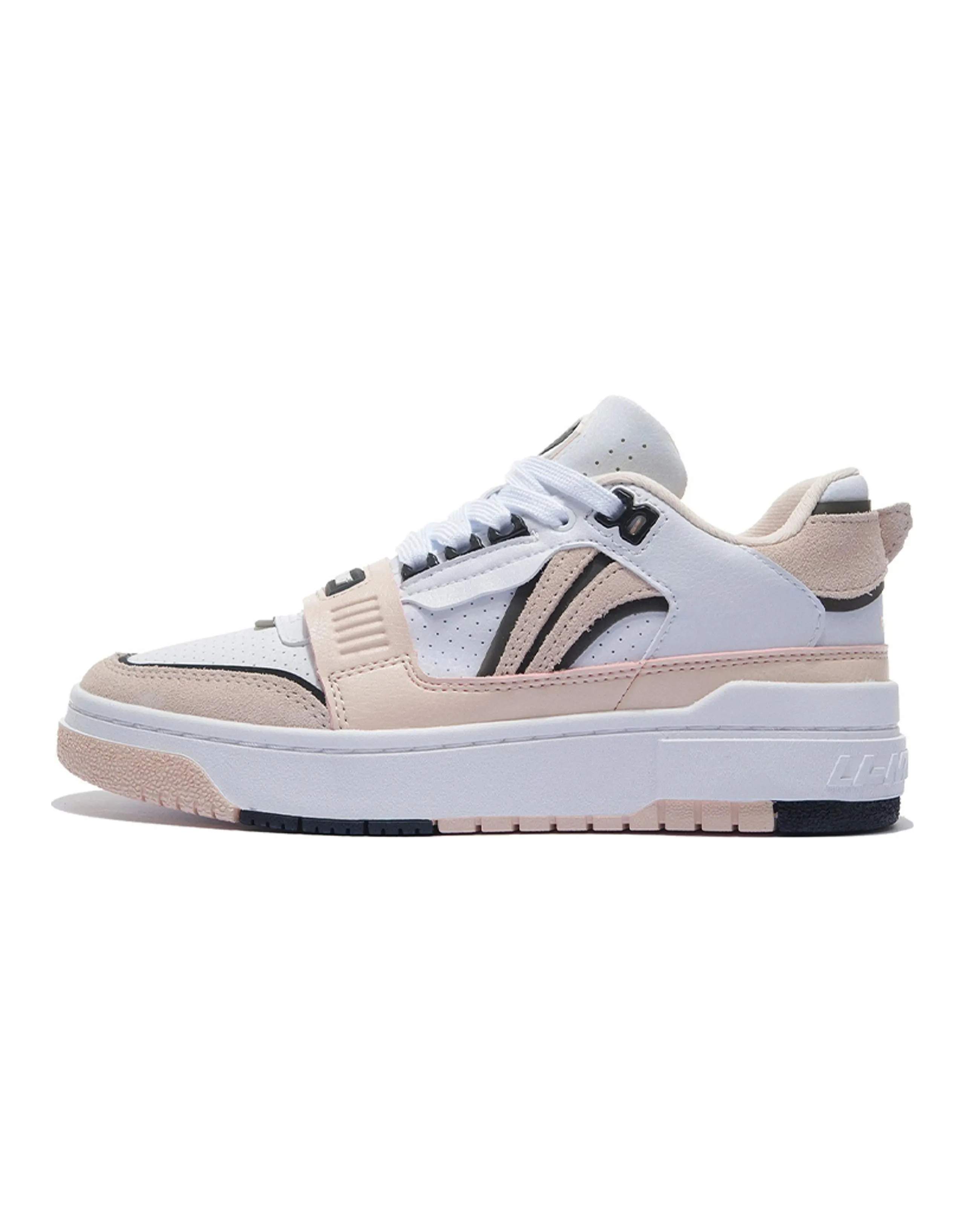 LINING Badfive Vintage Basketball Shoes Women's Low-Top Standard White/Soft Rose Pink
