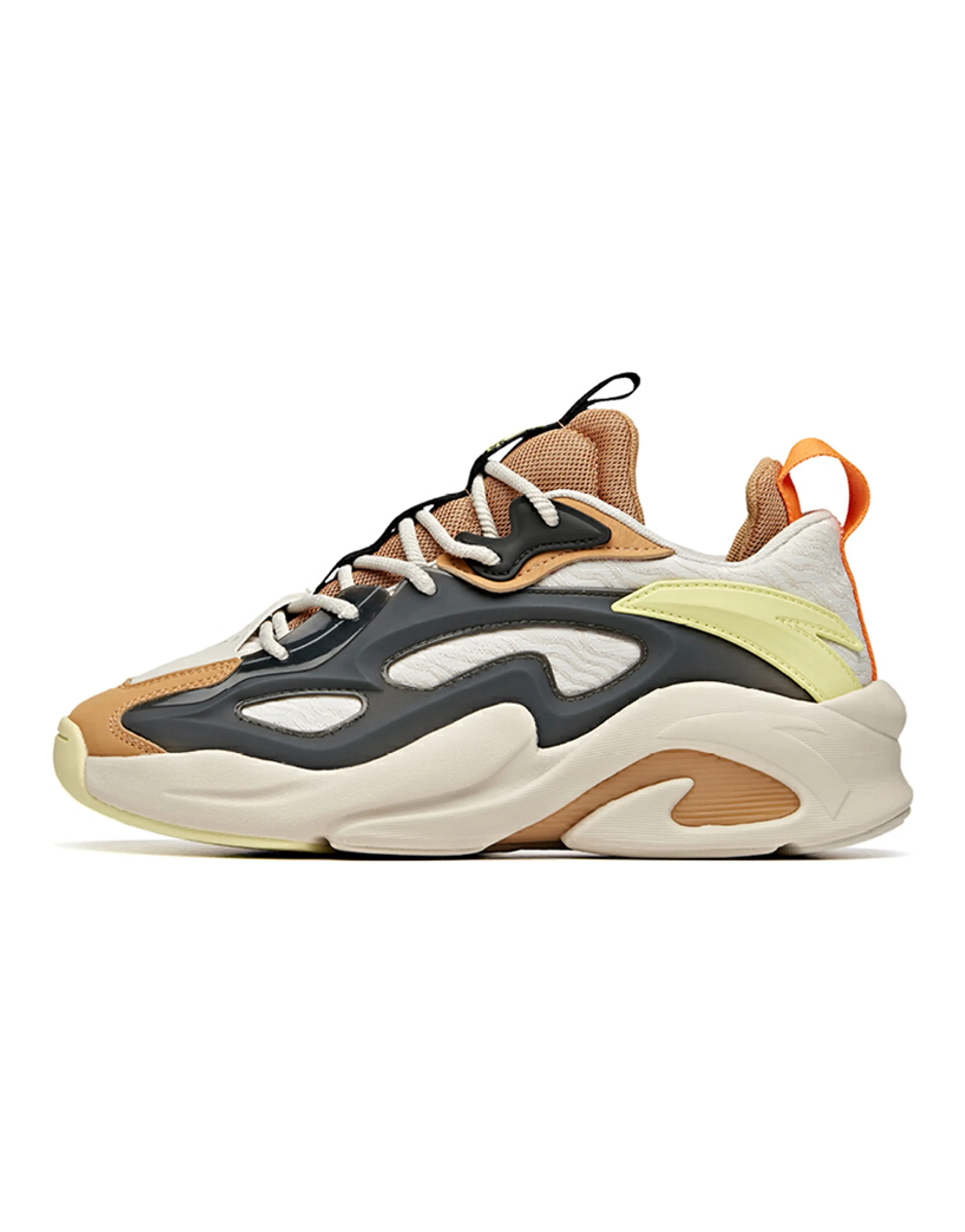 Anta Bastard Slip-Resistant Coverage Low-Top Chunky Sneakers Men's Gray Brown Yellow