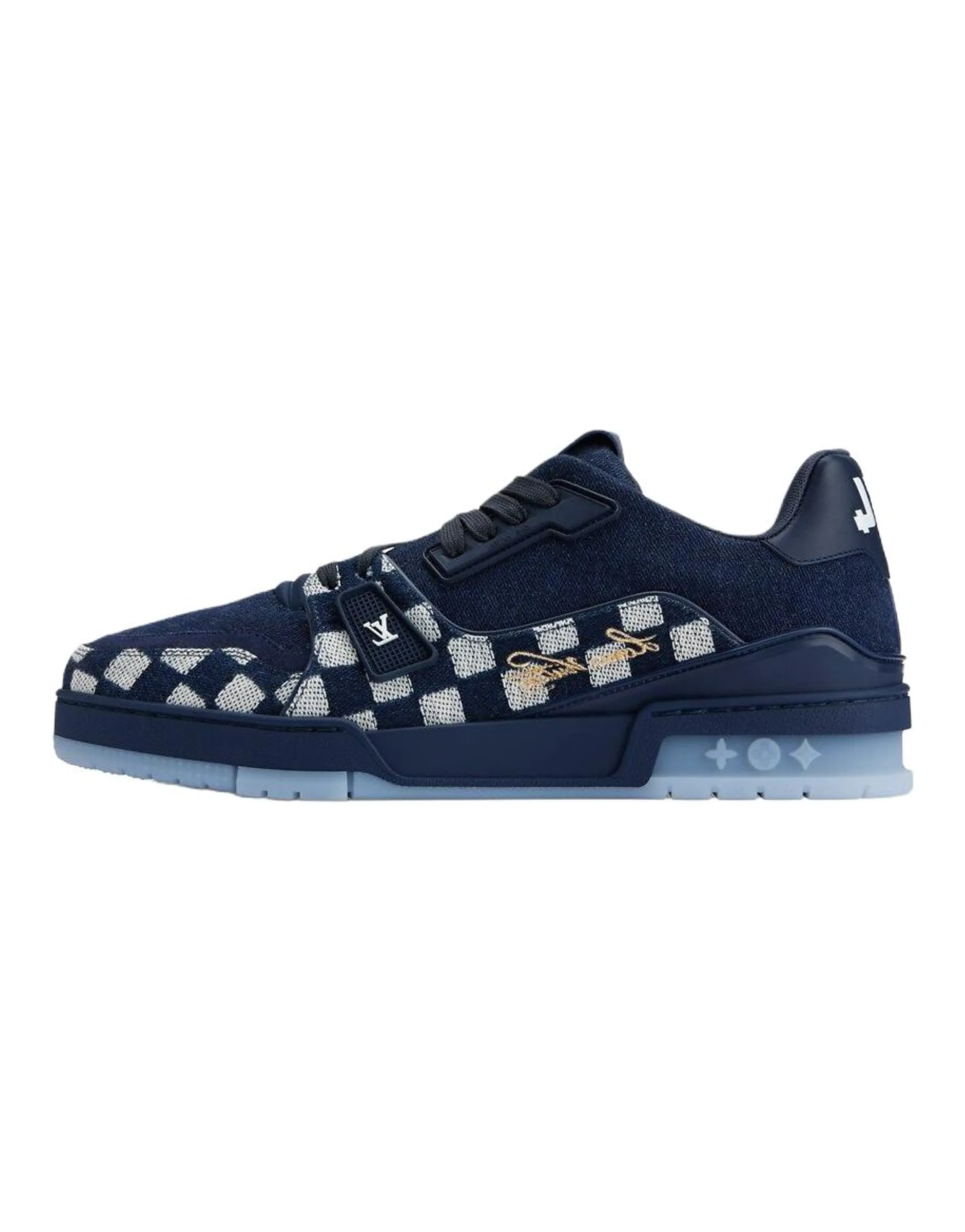 LOUIS VUITTON x Nigo Collaboration Trainer FW25 Denim Round-Toe Lace-Up Low-Top Skate Shoes Men's Blue