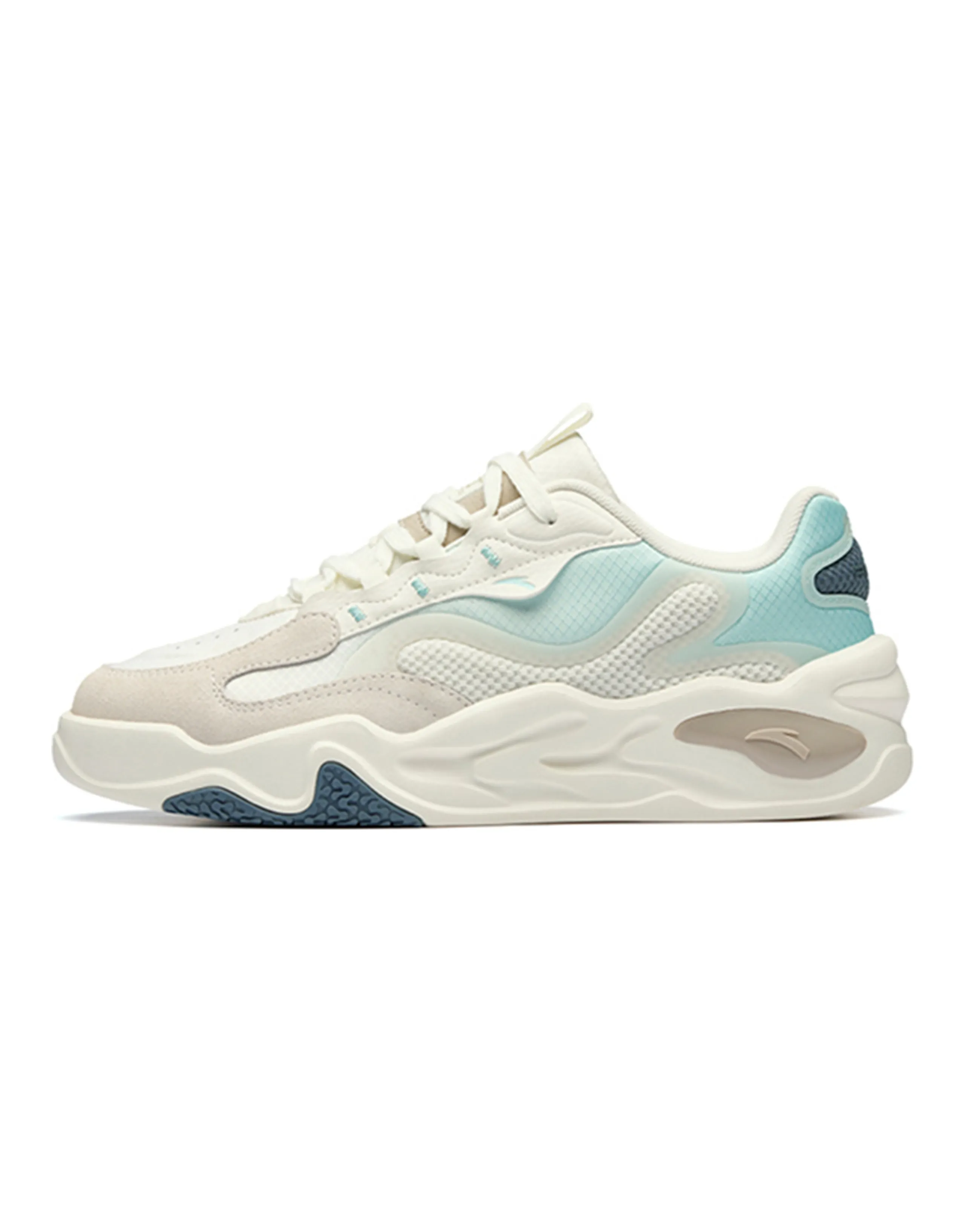 ANTA Tianxing Skateboard Shoes Men Low-Top Ivory White/River Water Blue/Chessboard Gray