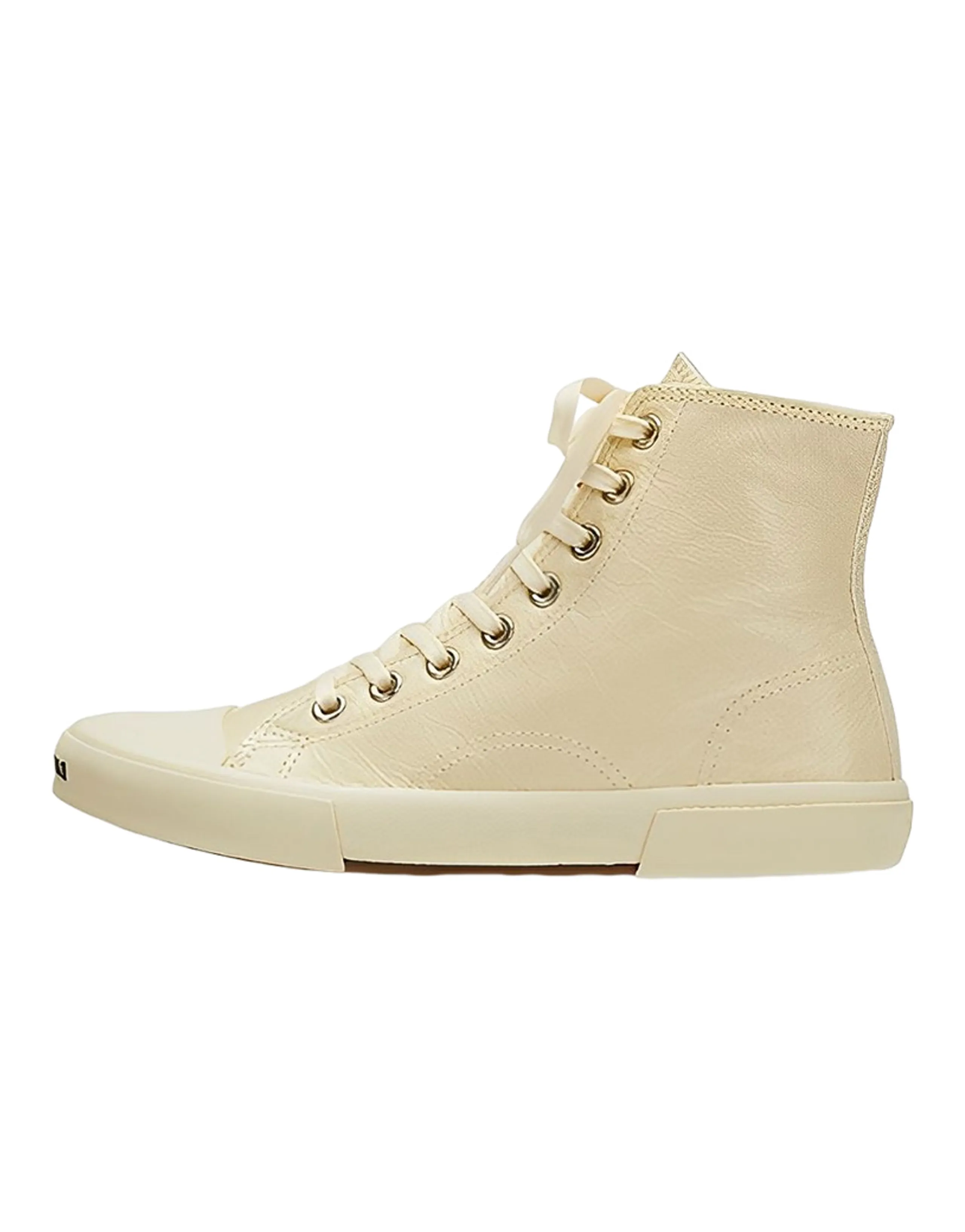 Balenciaga Paris High Top Sneakers 'Beige Leather And Beige Rubber'