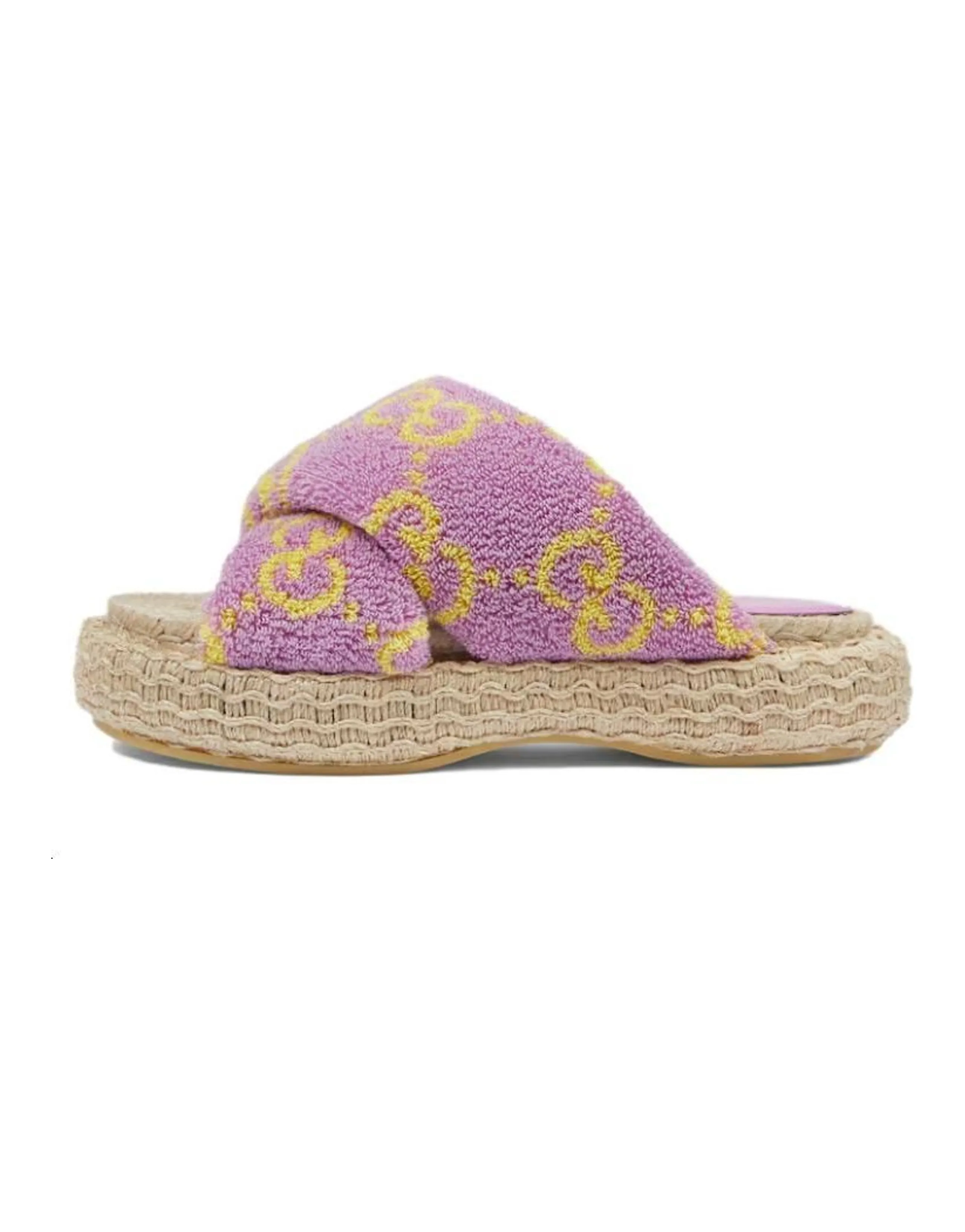 GUCCI Jacquard Pattern Open-Toe Slide Sandals Women's Purple