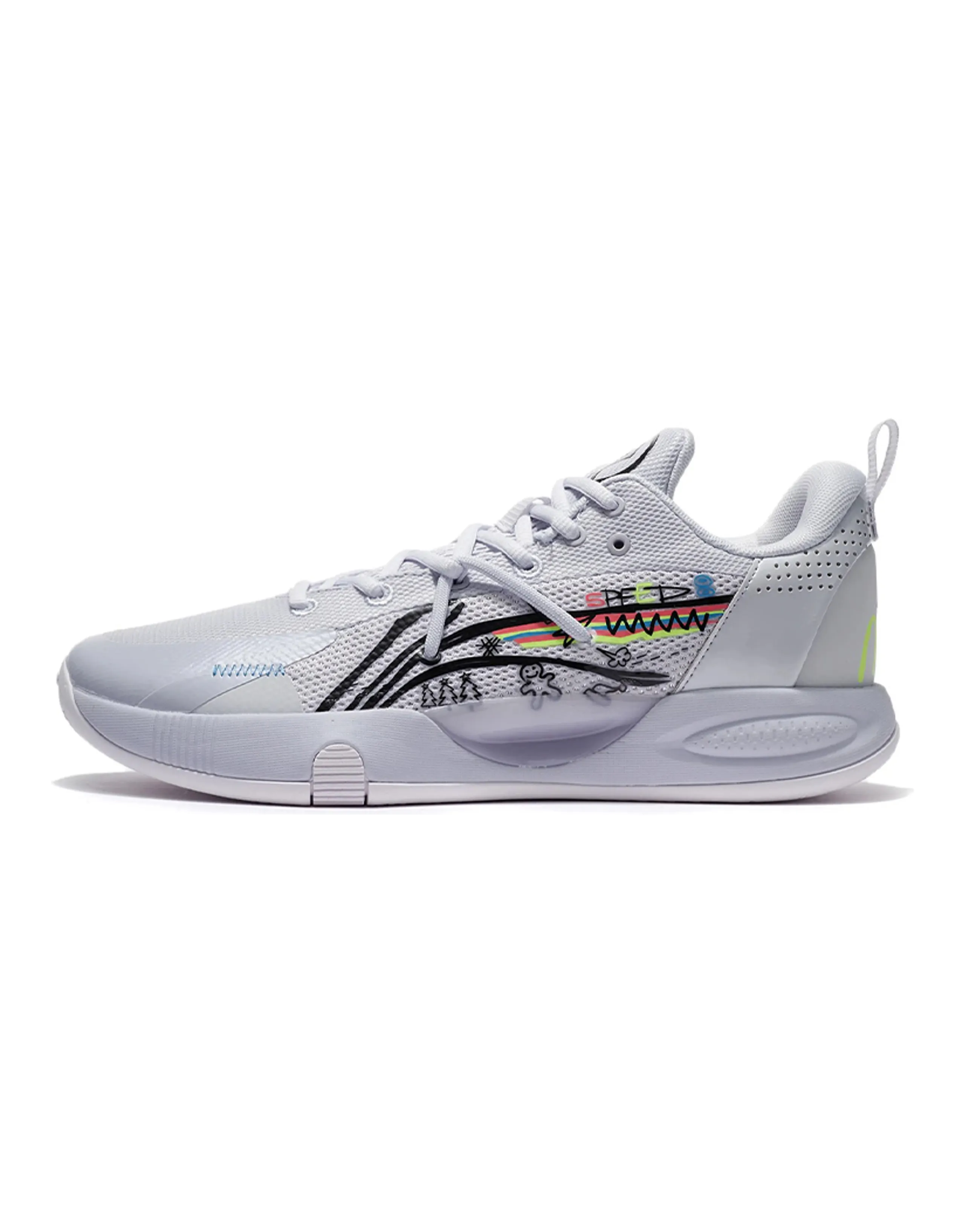 LiNing Speed 8 Cushioning Anti-Slip And Wear-Resistant Coverage Support Low-Top Basketball Shoes Light Frost Blue