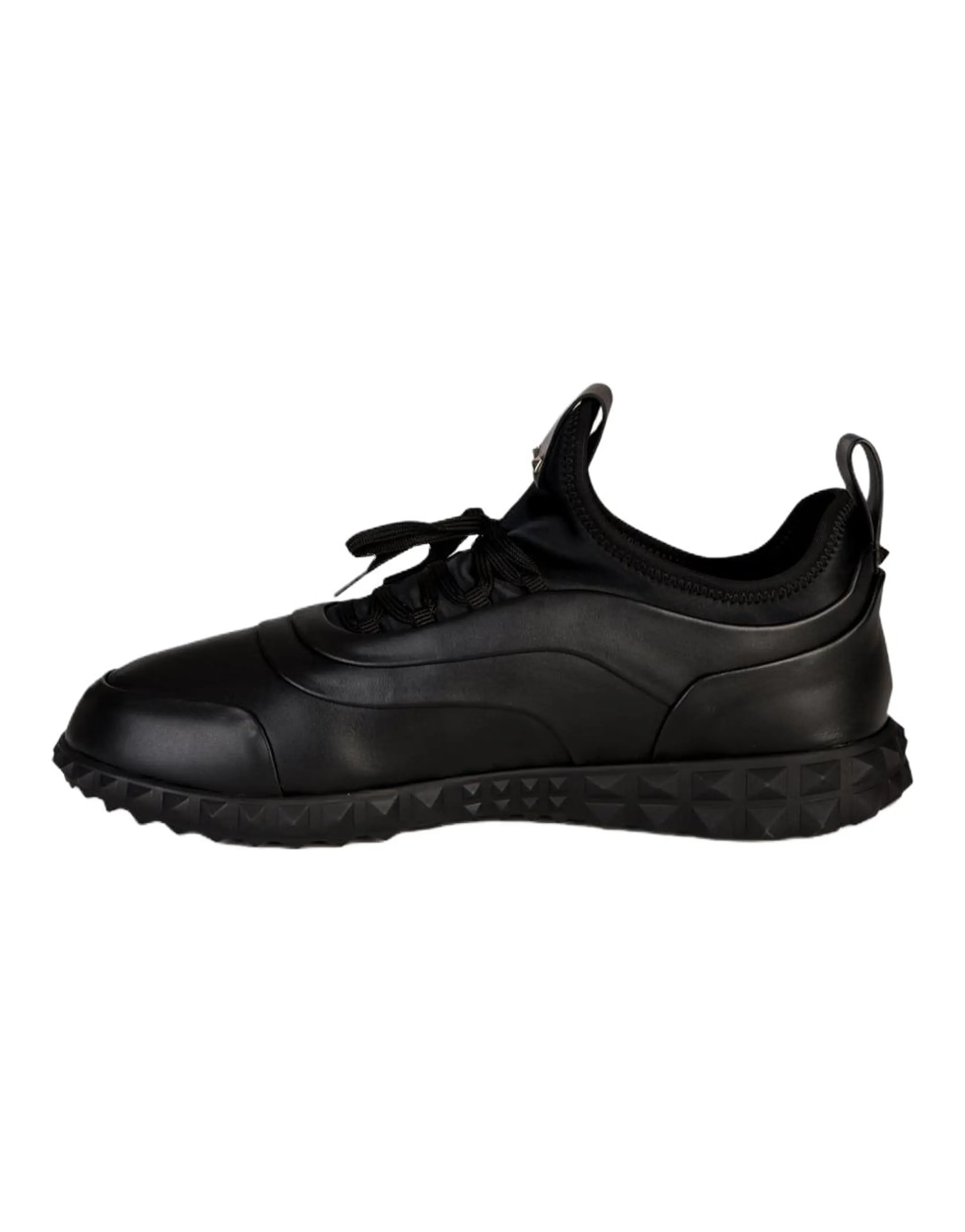 Valentino Cow Leather Round Toe Lace-Up Low-Top Casual Lifestyle Shoes Men's Black