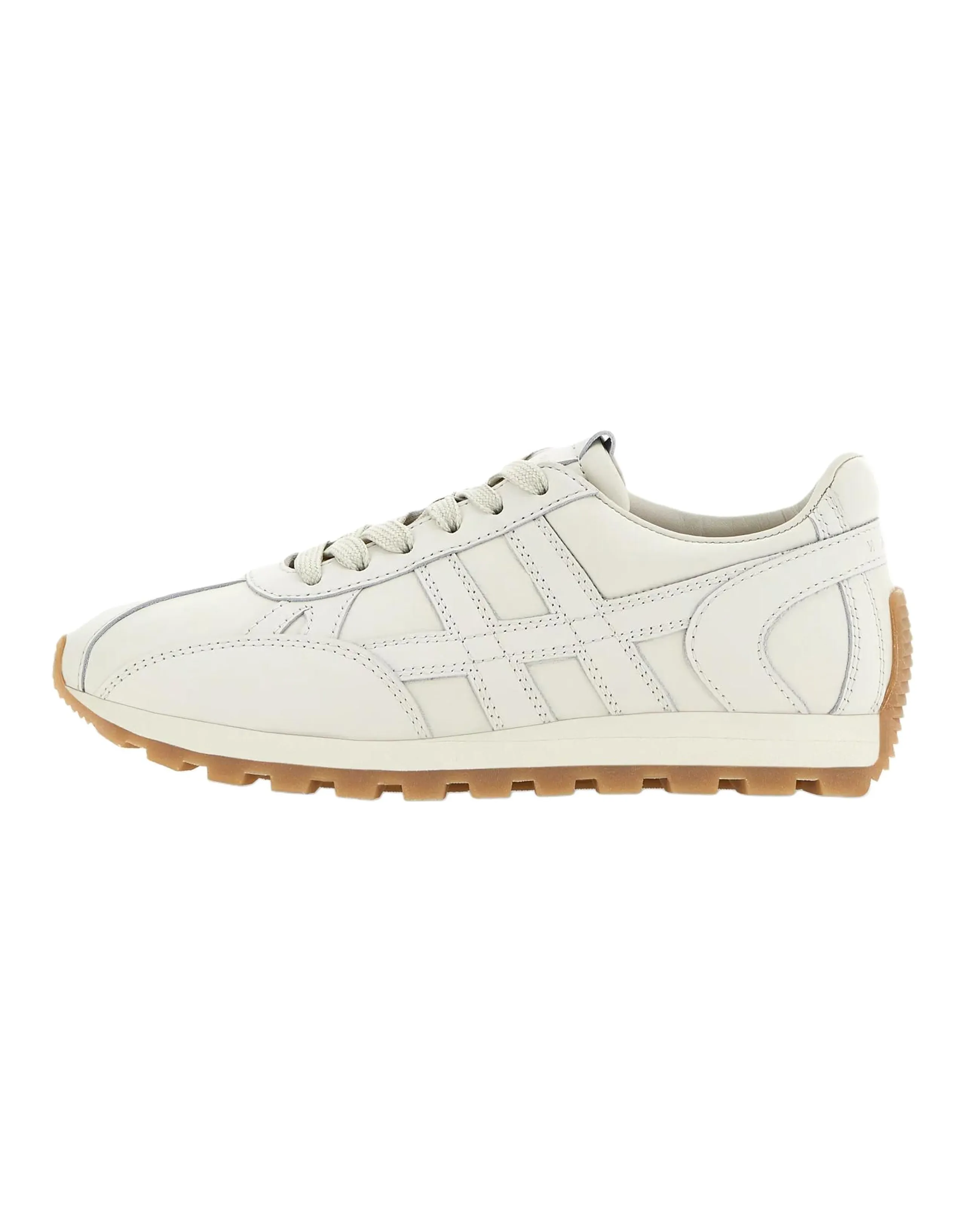 HOGAN 86er Leather Round-Toe Lace-Up Low-Top Casual Shoes Women's White