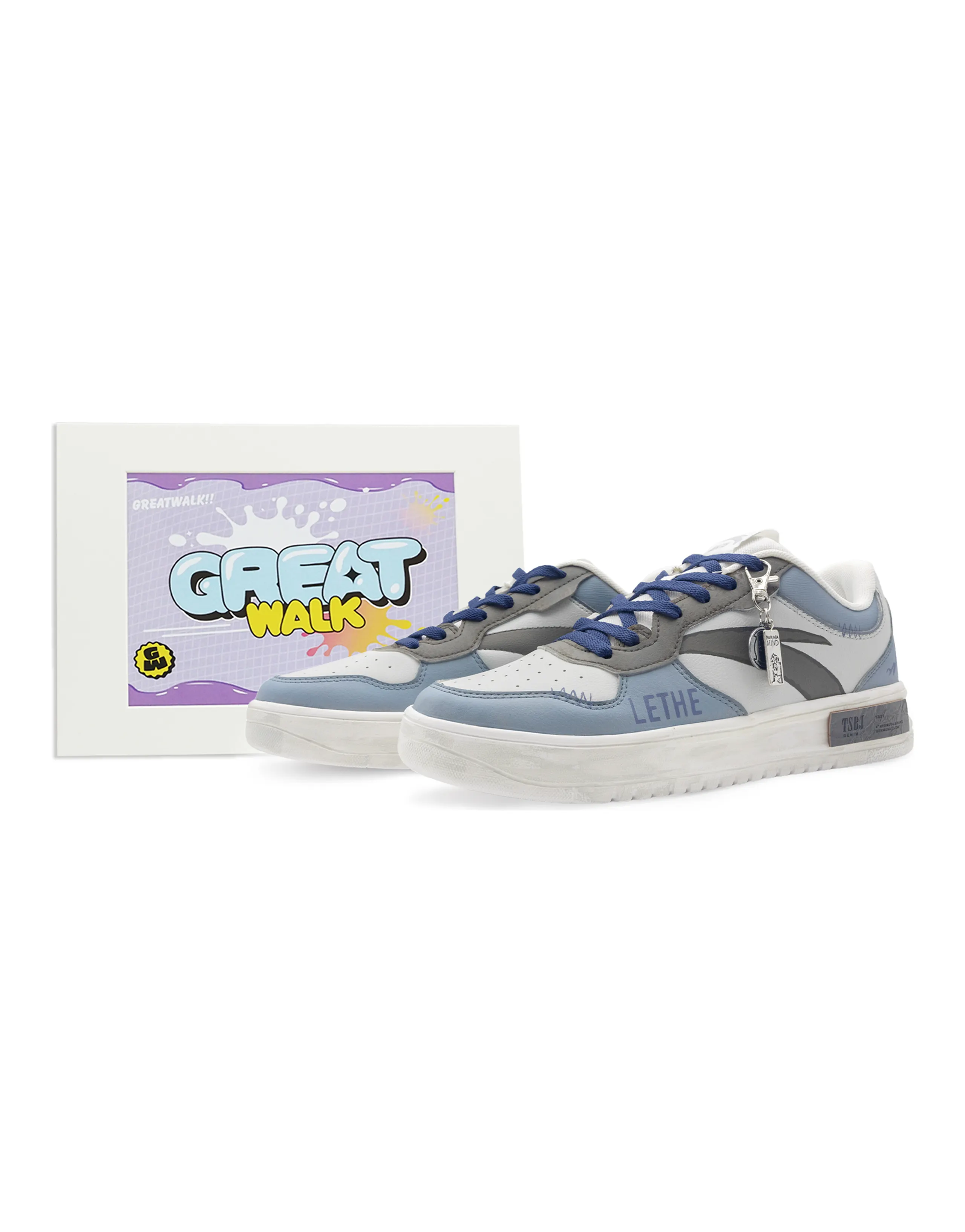 Anta Slip-Resistant Cushioning Low-Top Skateboard Shoes Men's Blue White Gray