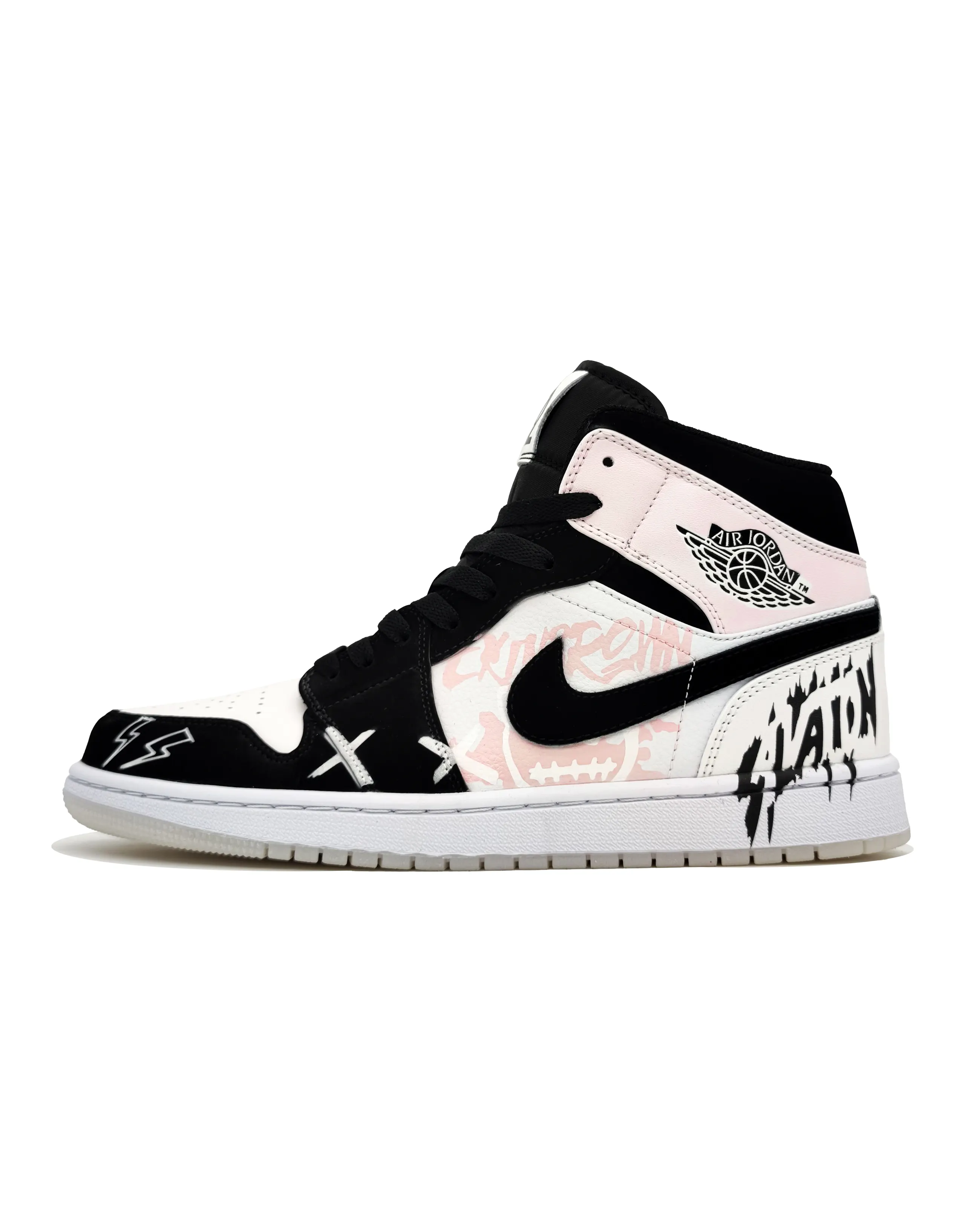 JORDAN Air JORDAN 1 Vintage Basketball Shoes Men Mid Top Light Pink/White