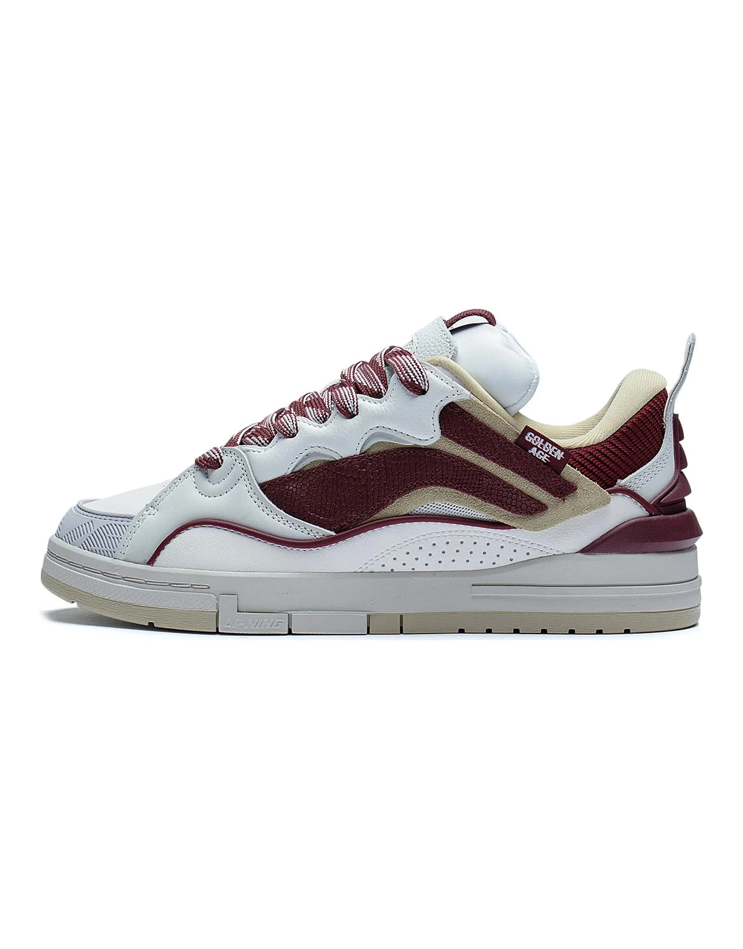 LiNing Wave Golden Anti-Slip Wear-Resistant Low-Top Skateboard Shoes Men's White Red