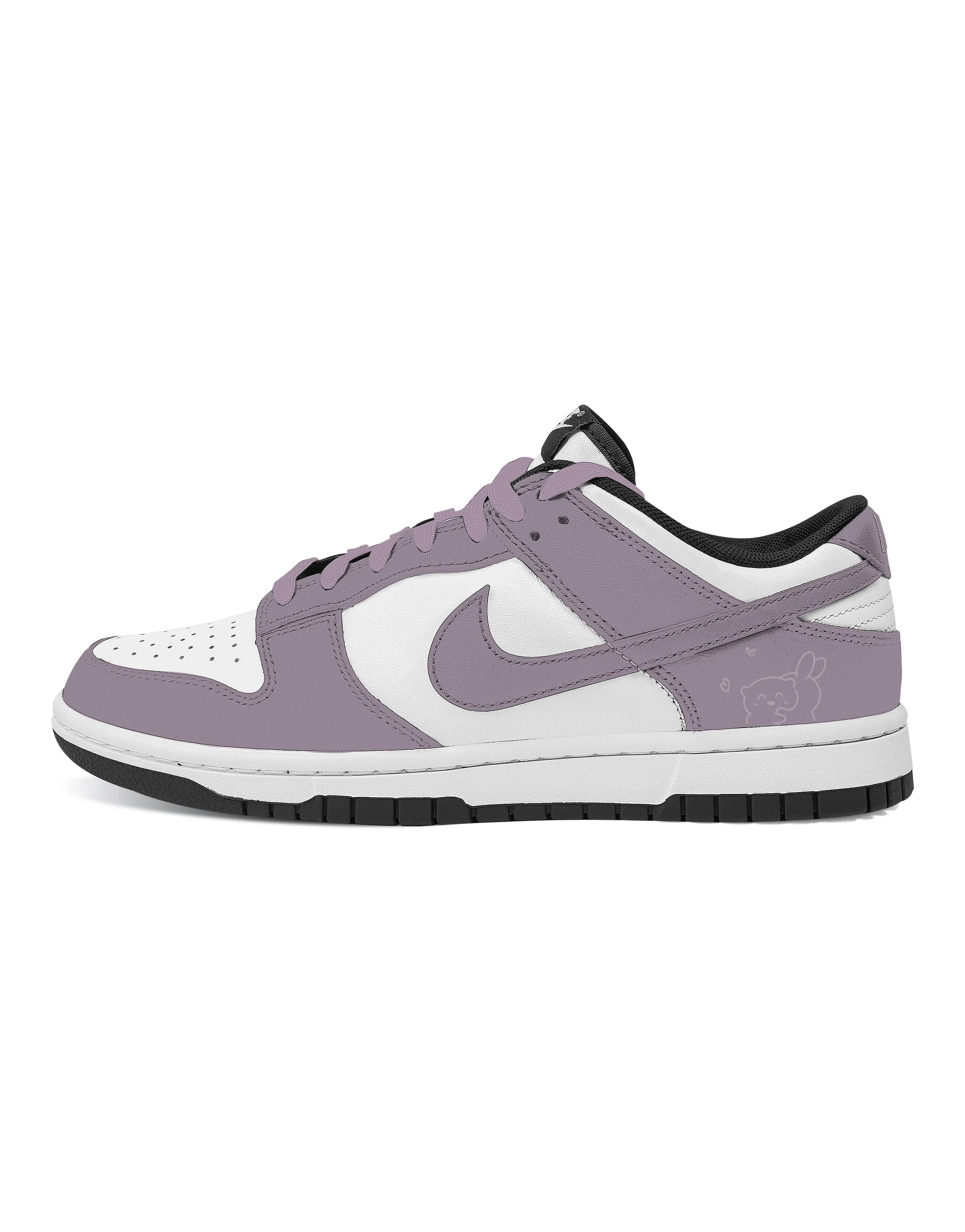 Custom SneakersNike Dunk 'Taro Rabbit Hug' Graffiti Personality Cute Couple Versatile Wear-Resistant Low-Top Casual Shoes Unisex Purple White