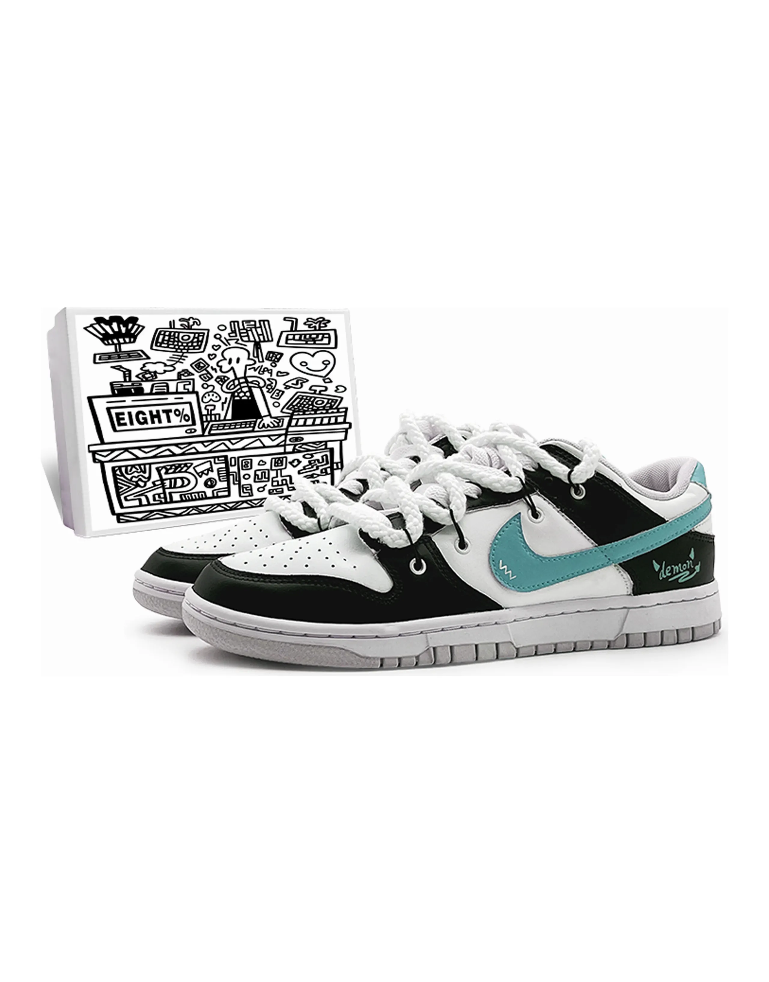 Nike Dunk 'Pure Platinum' Slip-Resistant Cushioning Abrasion-Resistant Low-Top Skateboard Shoes Men's Black Green
