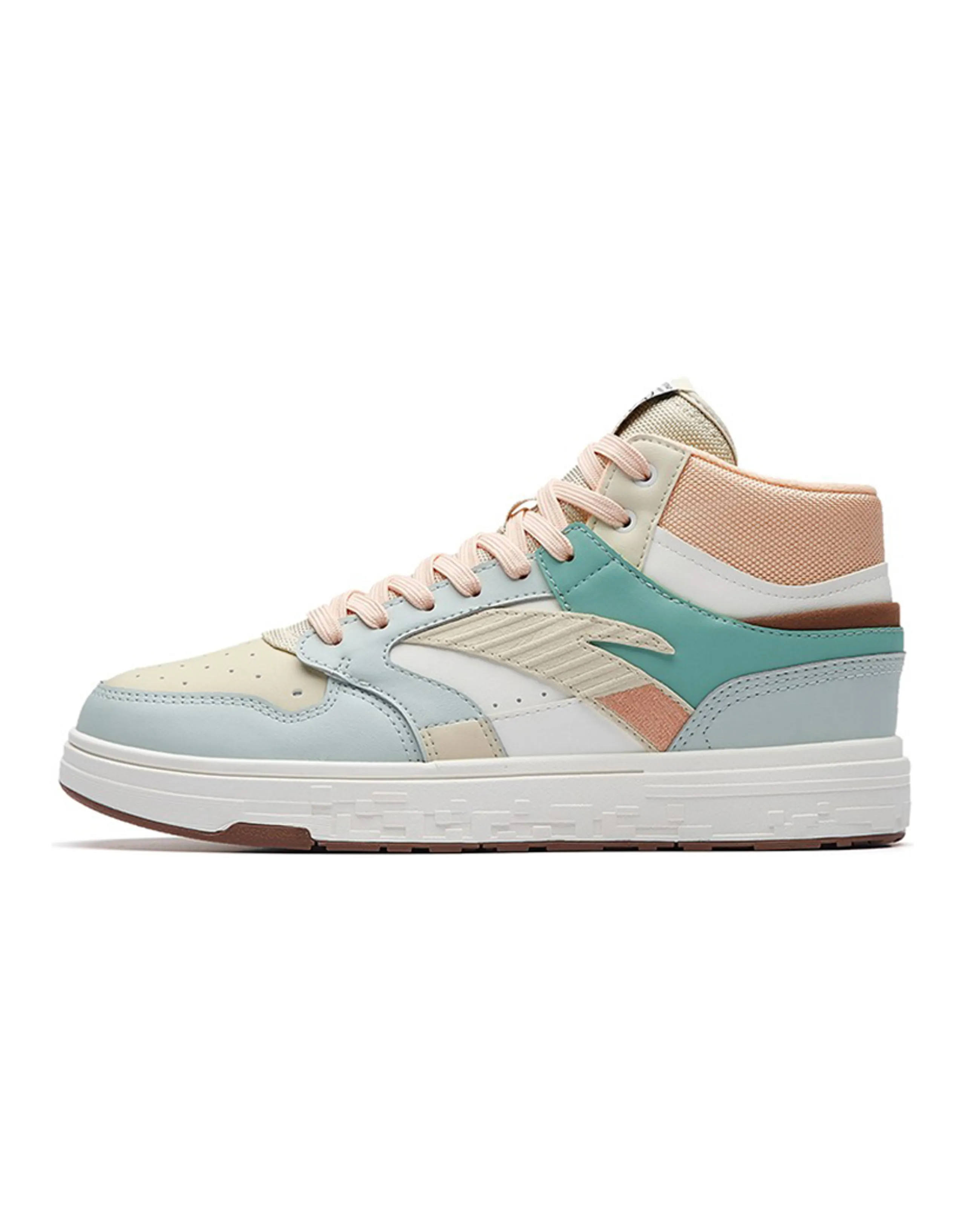 Anta Street Naughty High-Top Skateboard Shoes Women's White Gray Pink