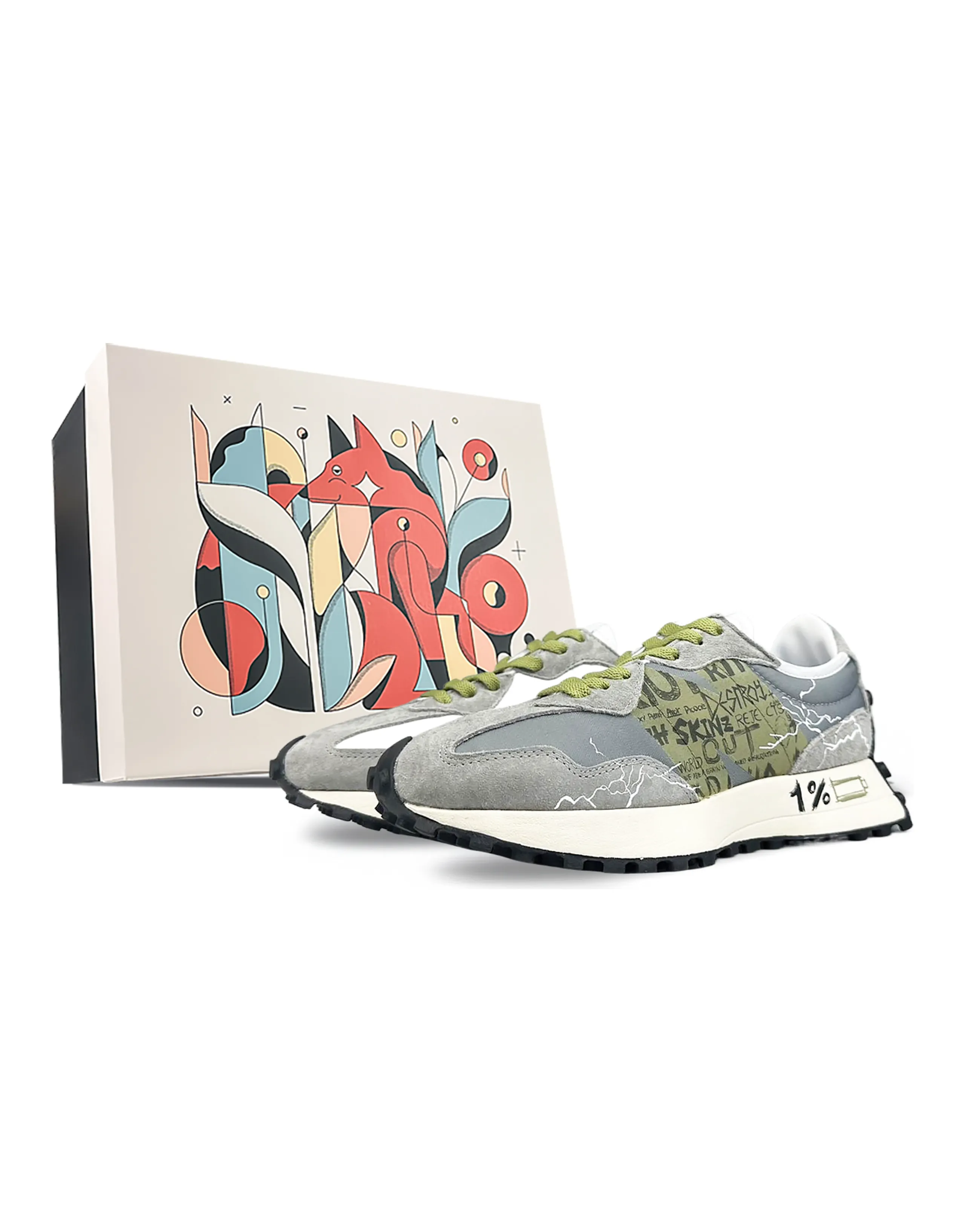 New Balance Cushioning Anti-Slip Wear-Resistant Breathability Low-Top Running Shoes Unisex Gray Green