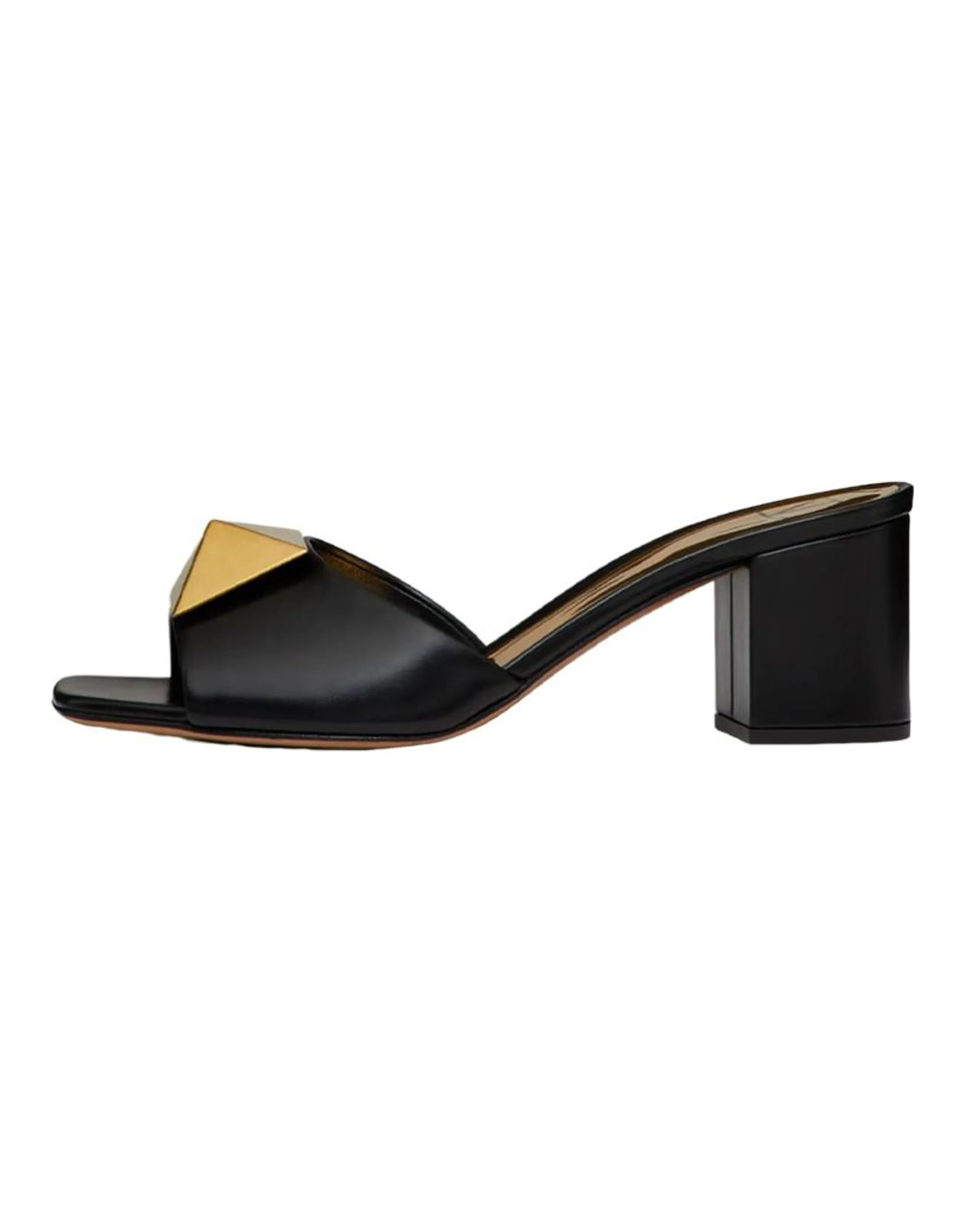 Valentino One Stud Calfskin Slide Sandals Women's Black