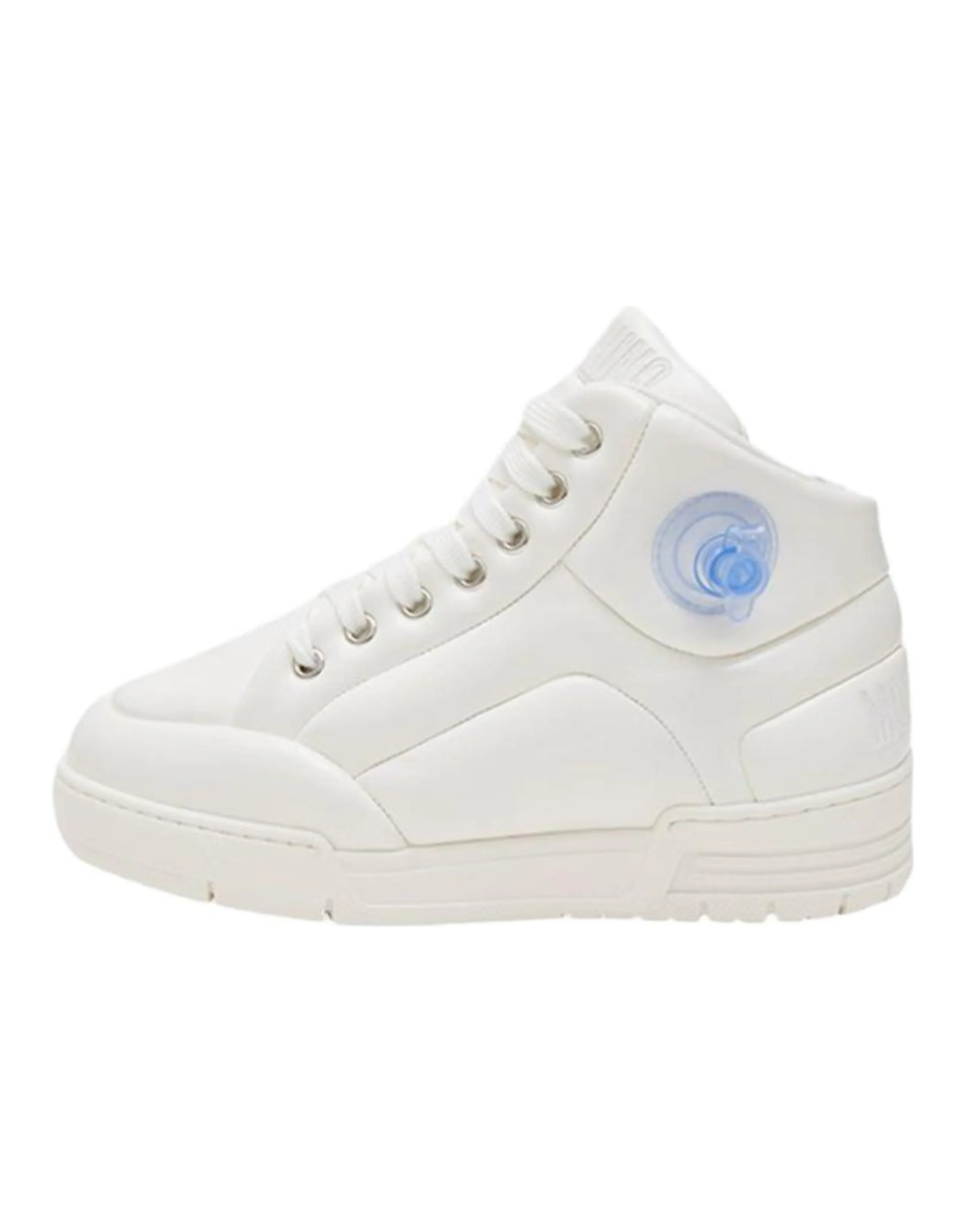 MOSCHINO Inflatable Round Toe Flat Mid-Top Skate Shoes Women's White