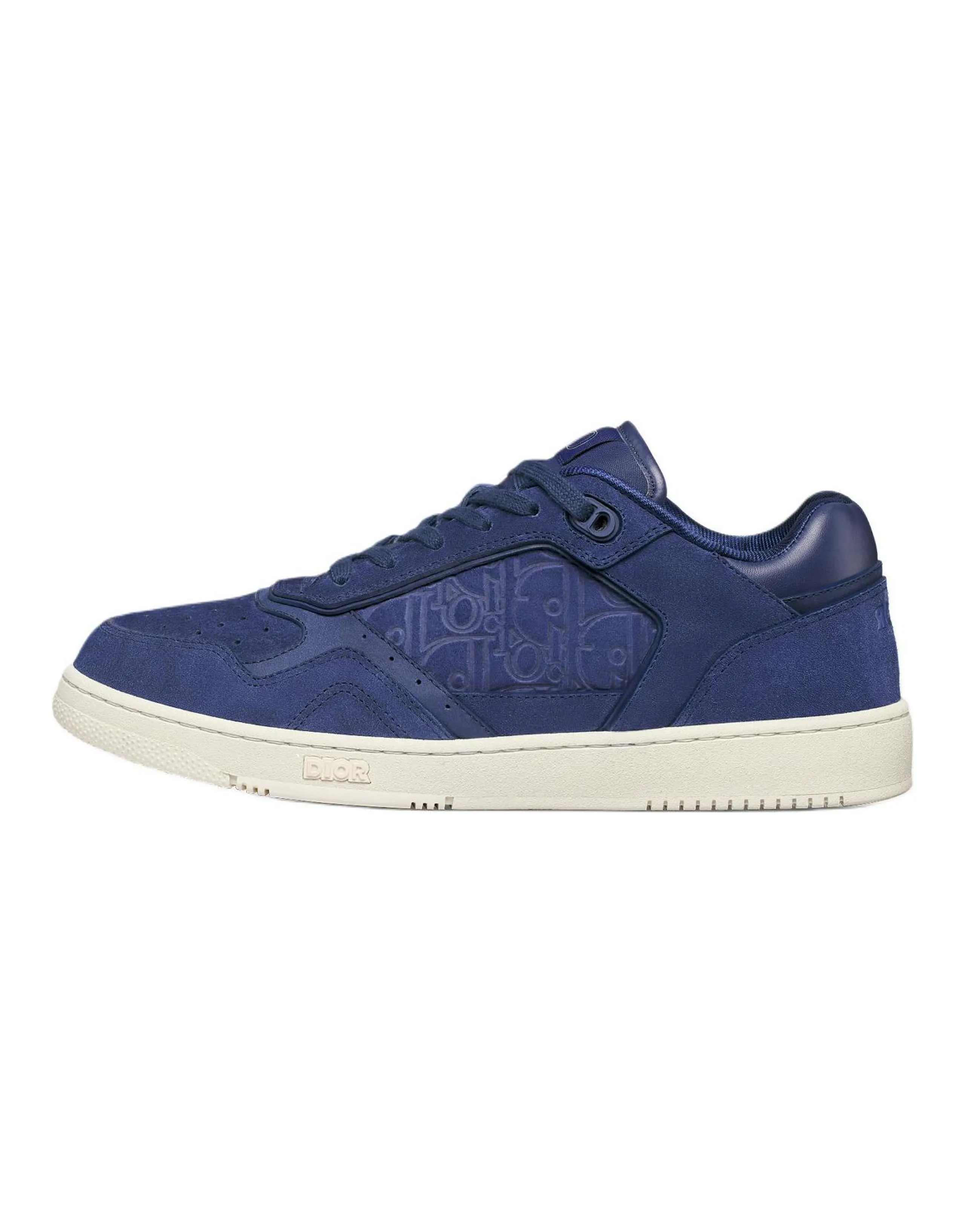 DIOR B27 Split Leather Round-Toe Lace-Up Low-Top Sneakers Unisex Navy Blue