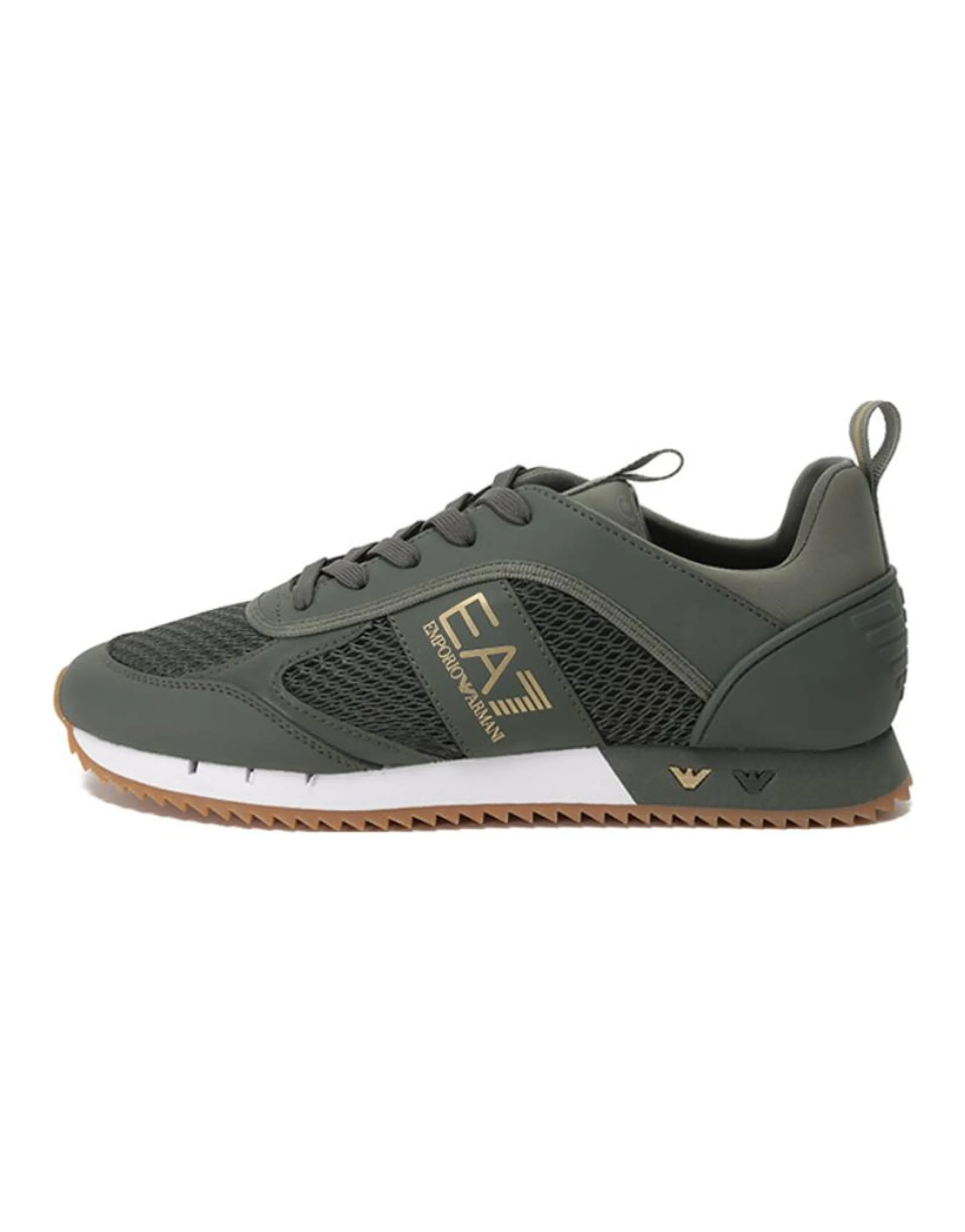 EMPORIO ARMANI EA7 Breathable Low Top Casual Shoes 2.5cm Unisex Green Gold