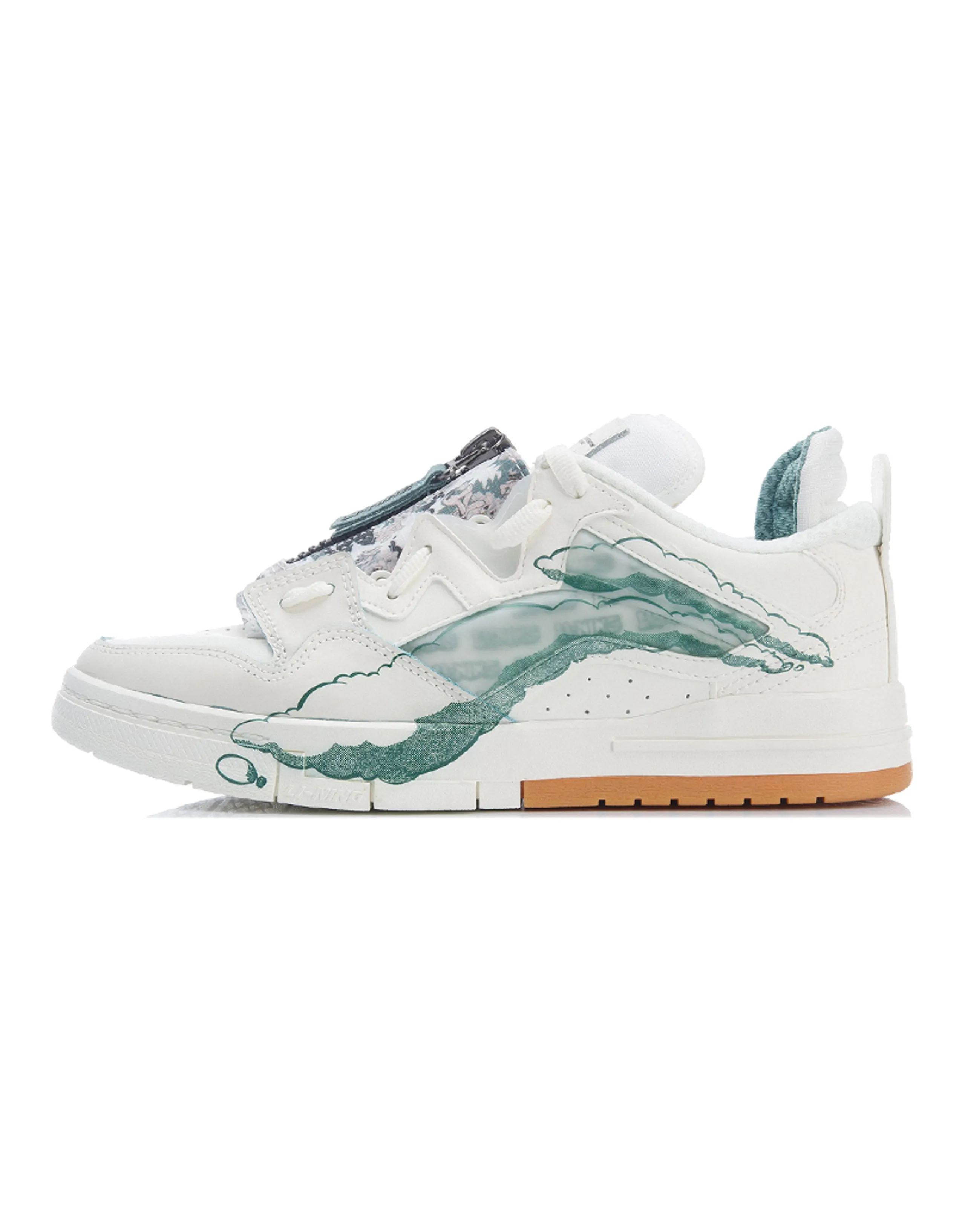 LiNing Wei Wu PRO Skateboard Shoes Men Low-Top White/Green/Brown