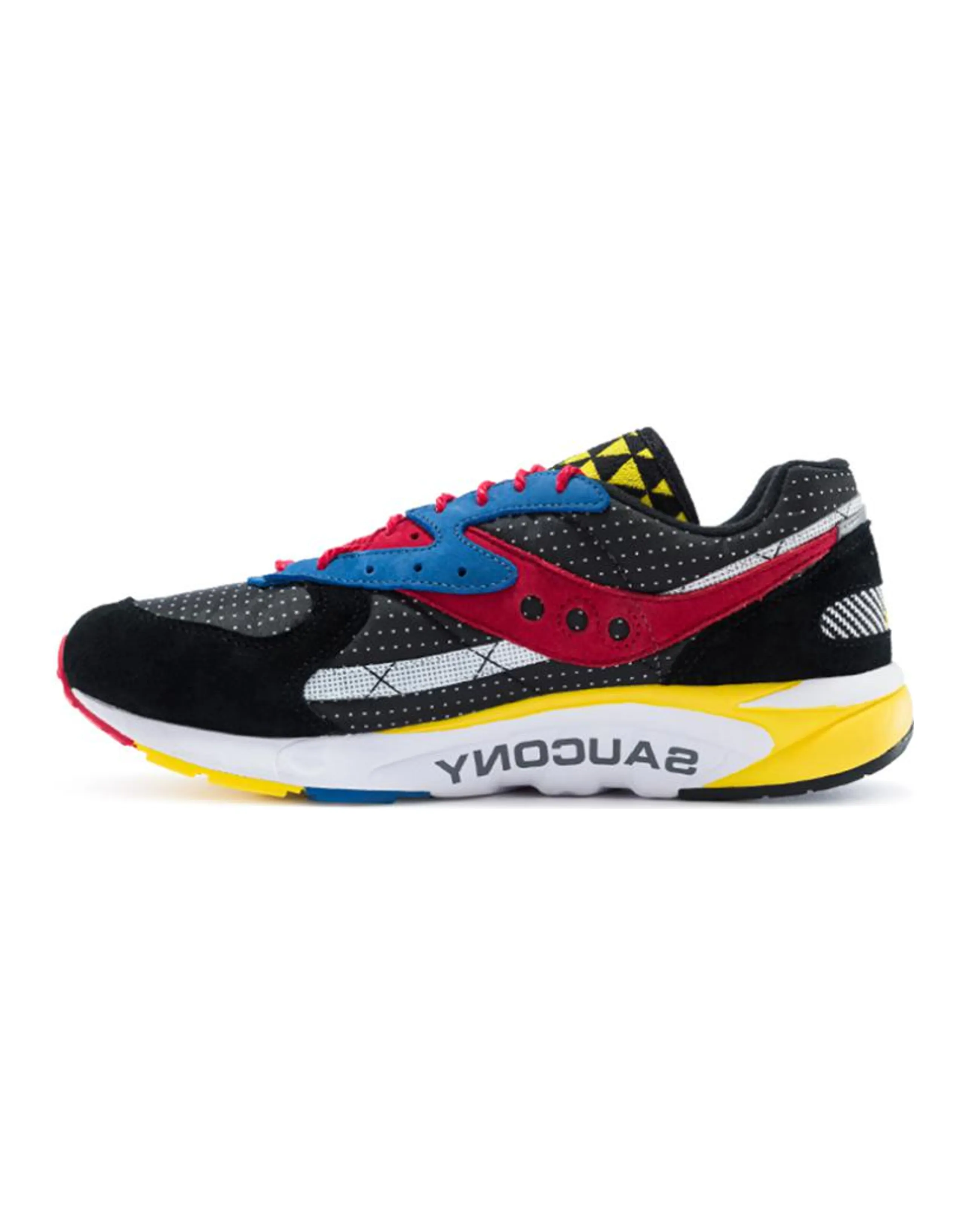 Saucony Aya Cushioning Moisture-Wicking Low-Top Casual Running Shoes Men's Black Yellow Red