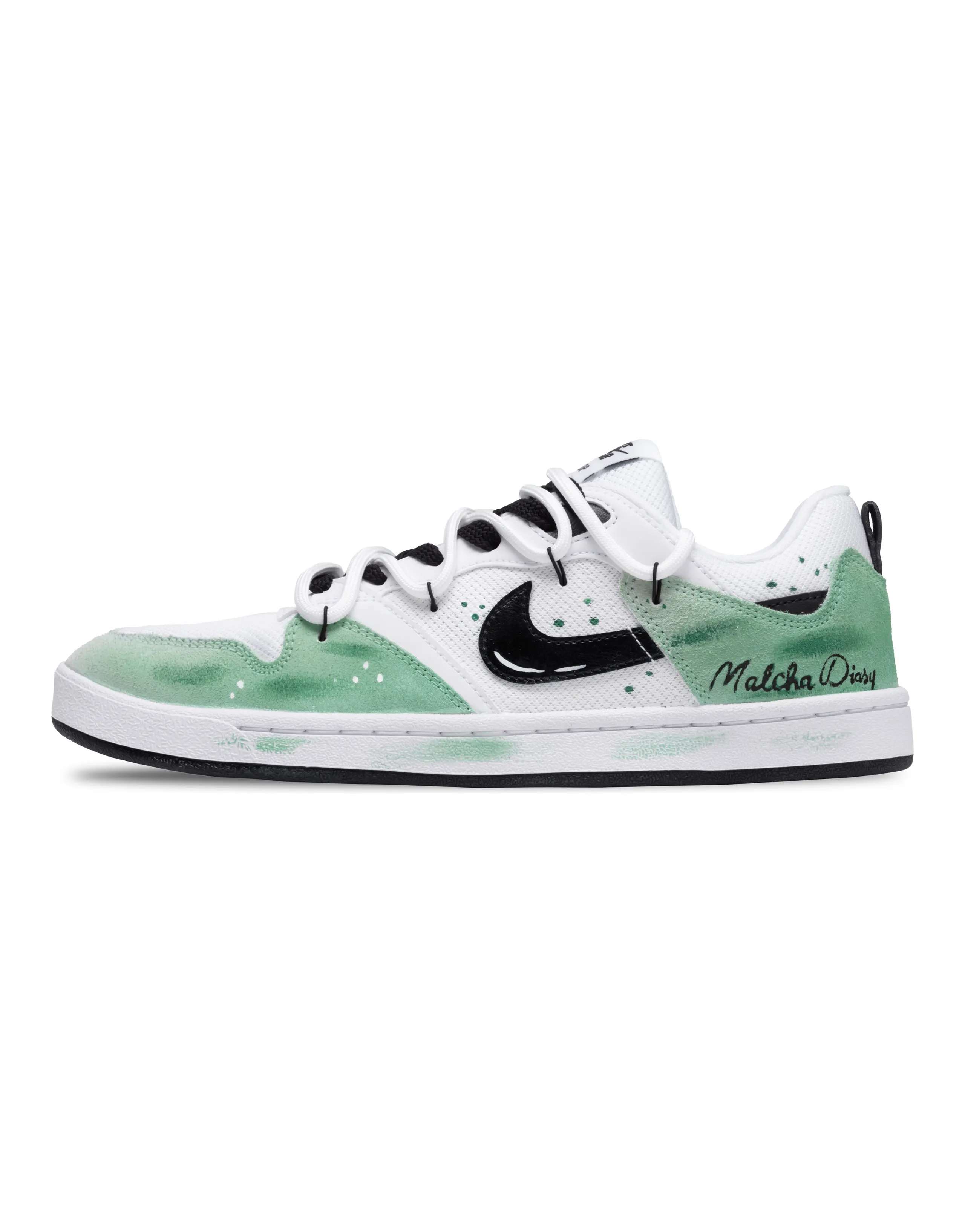 [Custom Sneakers] Nike SB Alleyoop Classic Versatile Low-Top Skate Shoes Men's White Green