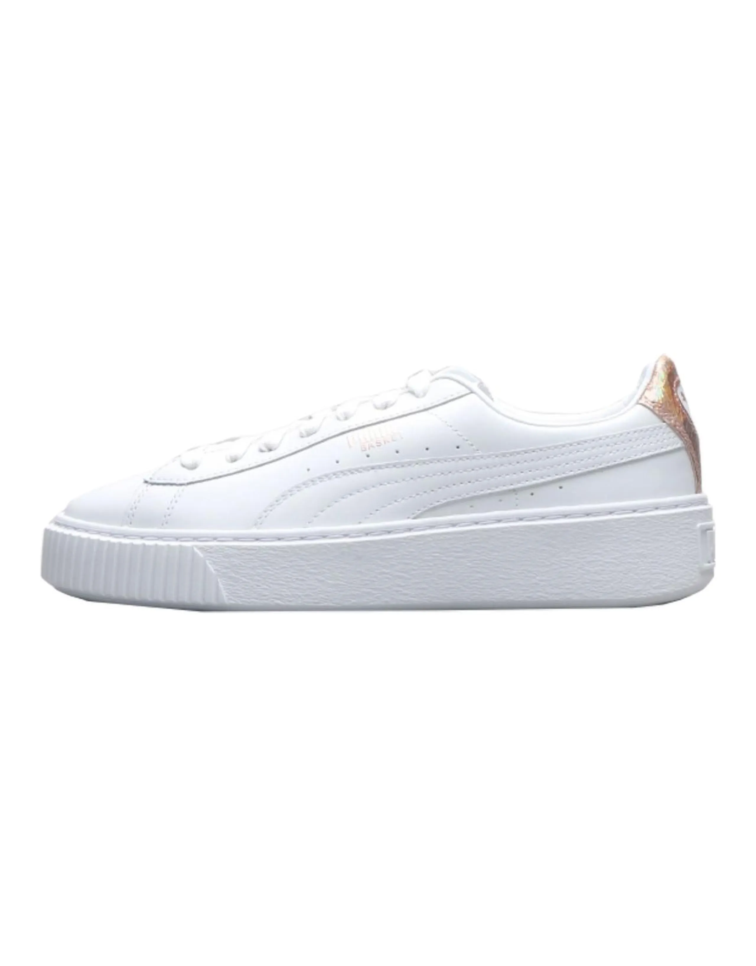 PUMA BASKET PLATFORM Slip-Resistant Cushioning Low-Top Skateboard Shoes Women's White Gold