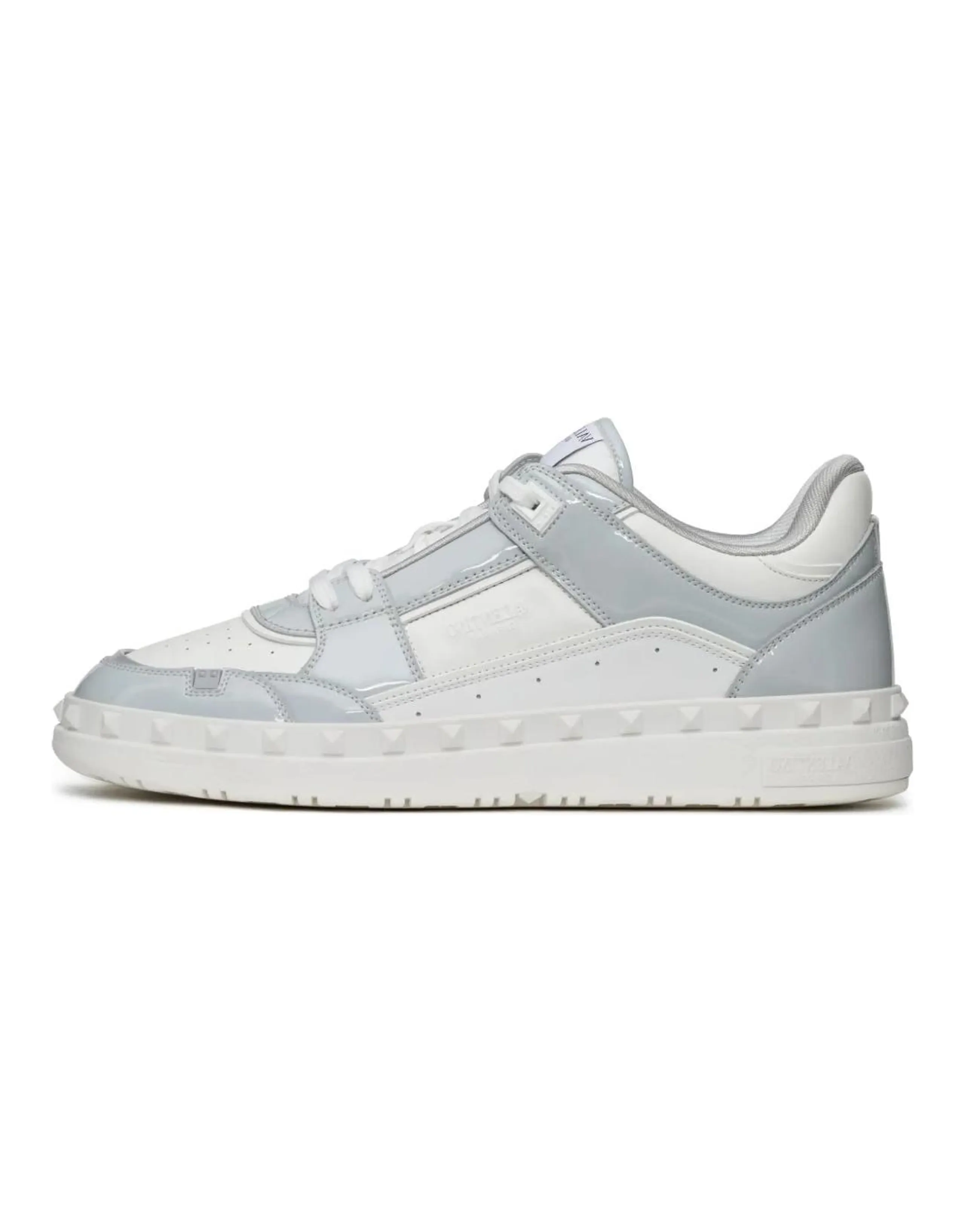 Valentino Freedots Calfskin Round Toe Lace-Up Low-Top Plimsolls Men's White Blue