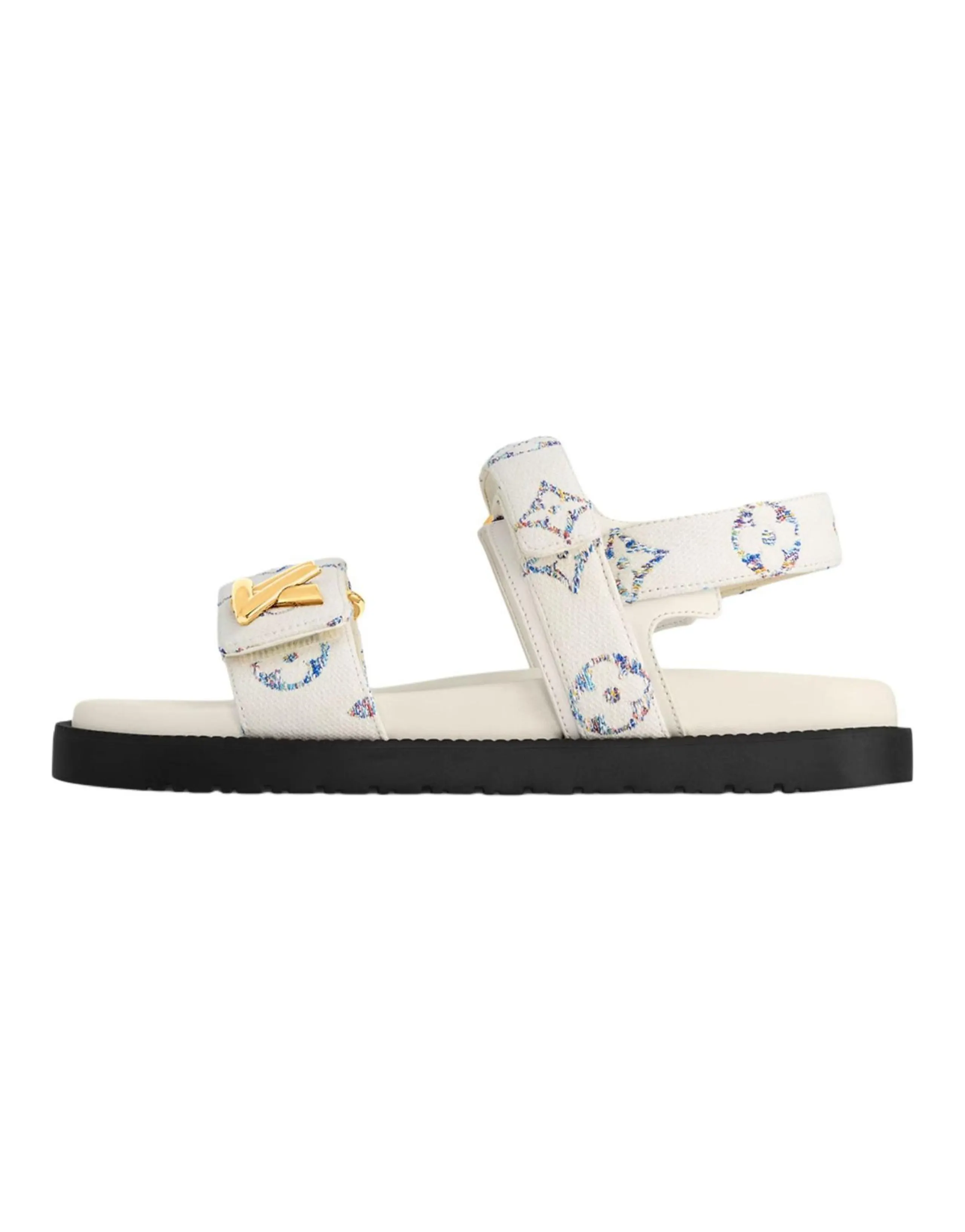 LOUIS VUITTON Sunset Painted Series Strap Sandals Women's Ecru