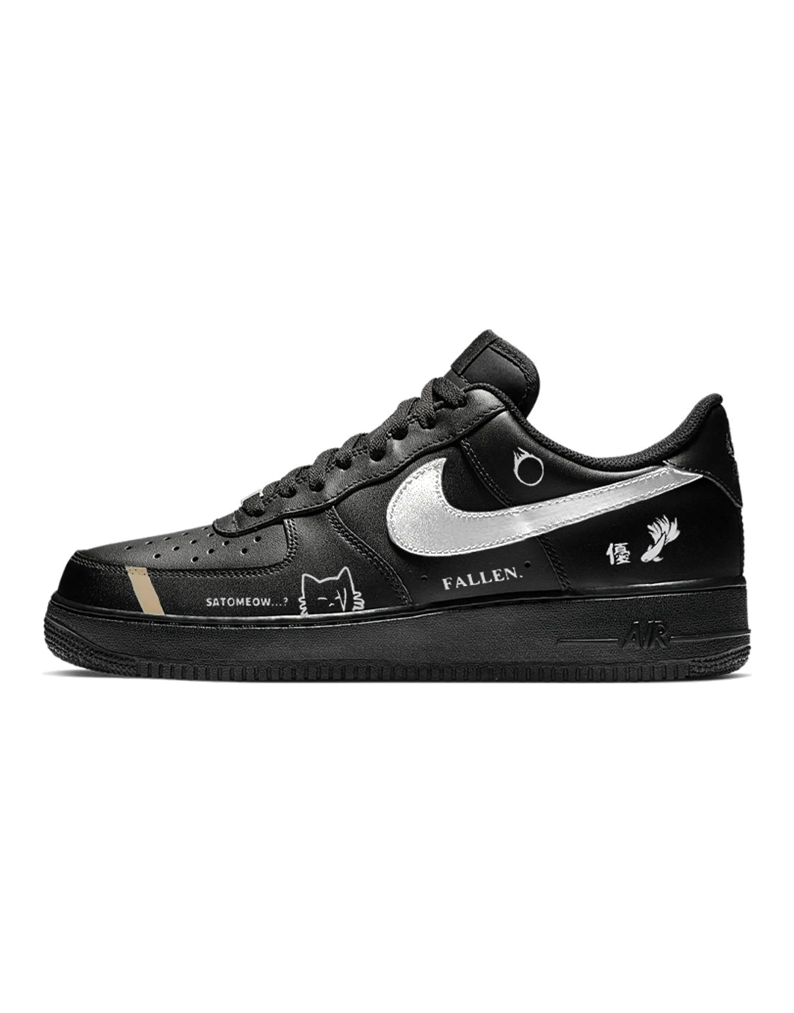 Nike Air Force 1 Skateboard Shoes Men Low-Top Black/White/Silver