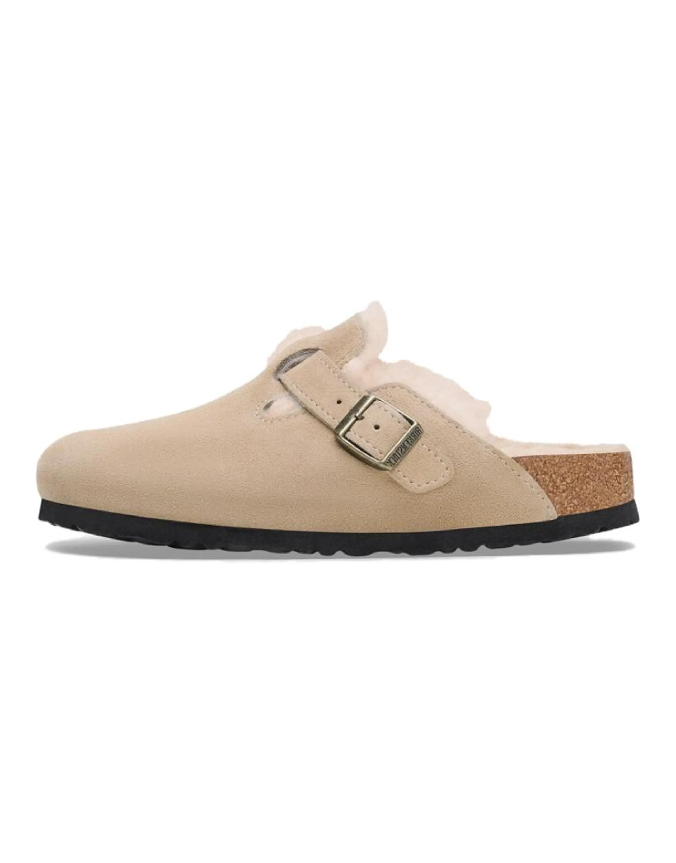 Birkenstock Boston Shearling EVA Abrasion-Resistant Wrap-toe Slippers Unisex Sand Regular