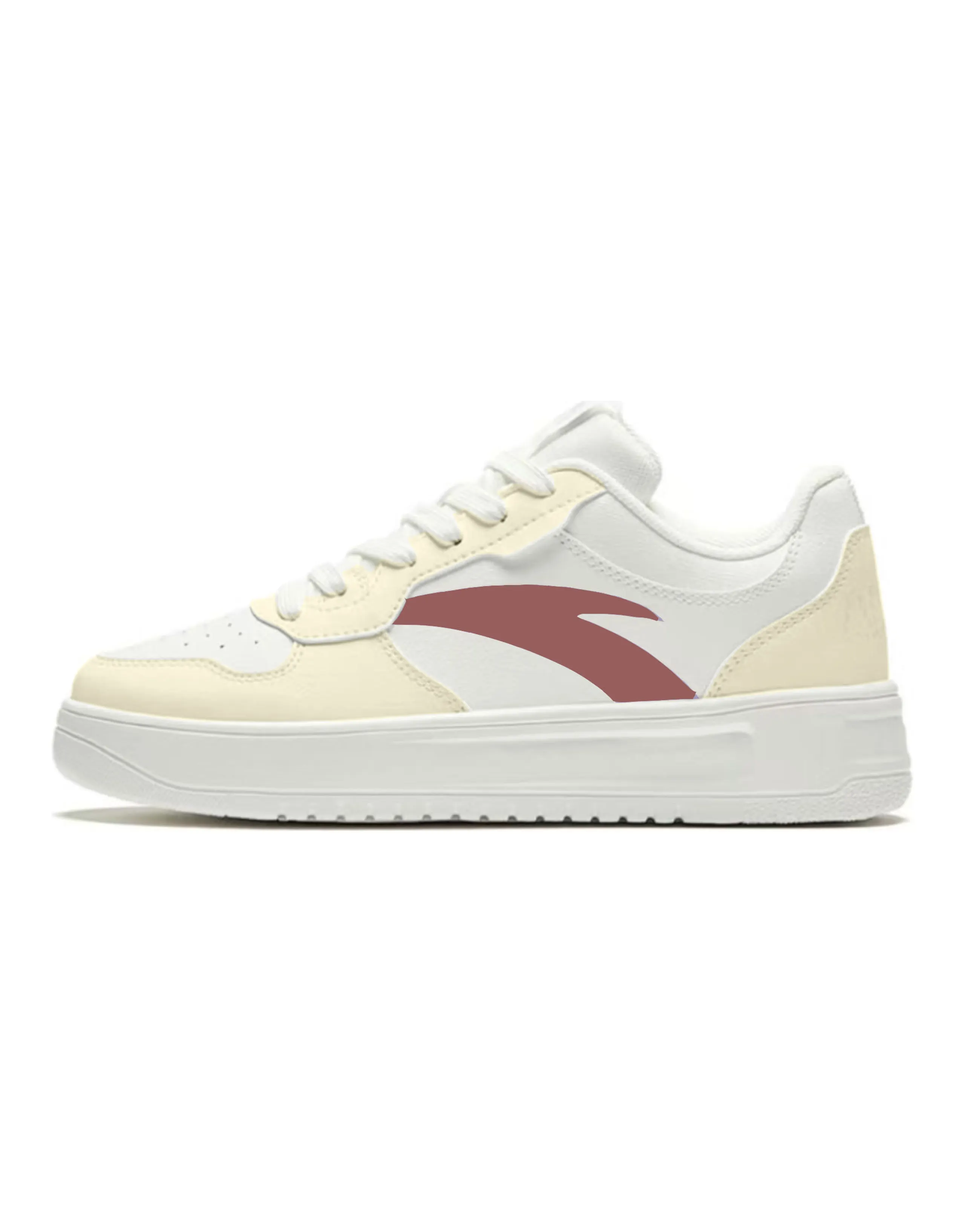 Anta 'Cheese & Red Wine' Custom Sneakers Low-Top Skate Shoes Women's White Yellow Red