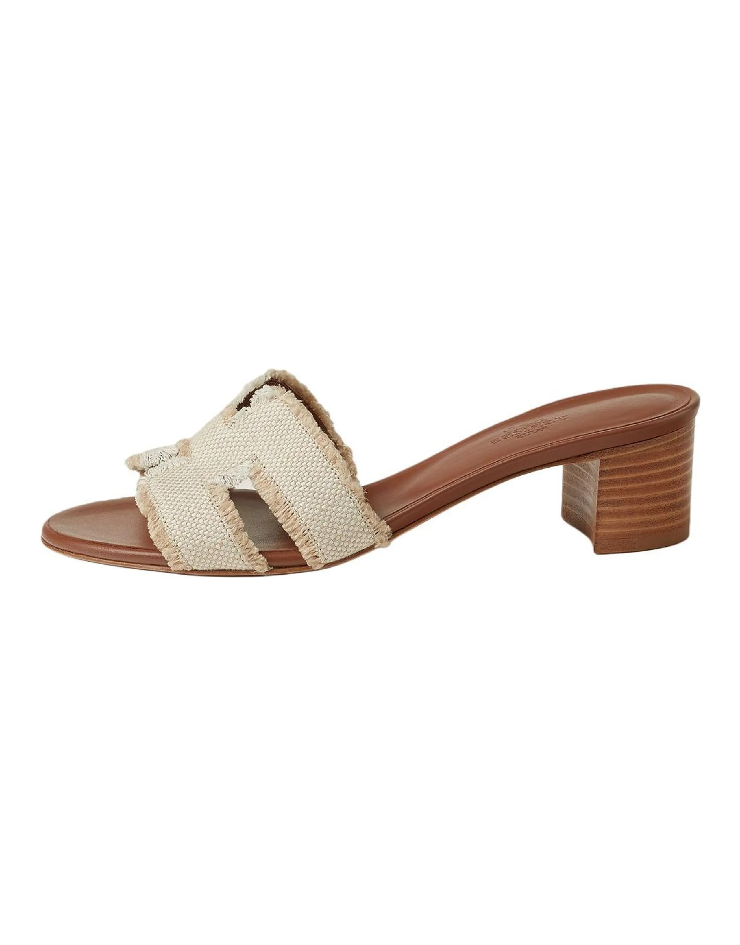 HERMES Oasis Round-Toe Heels 5cm Slide Sandals Women's Brown