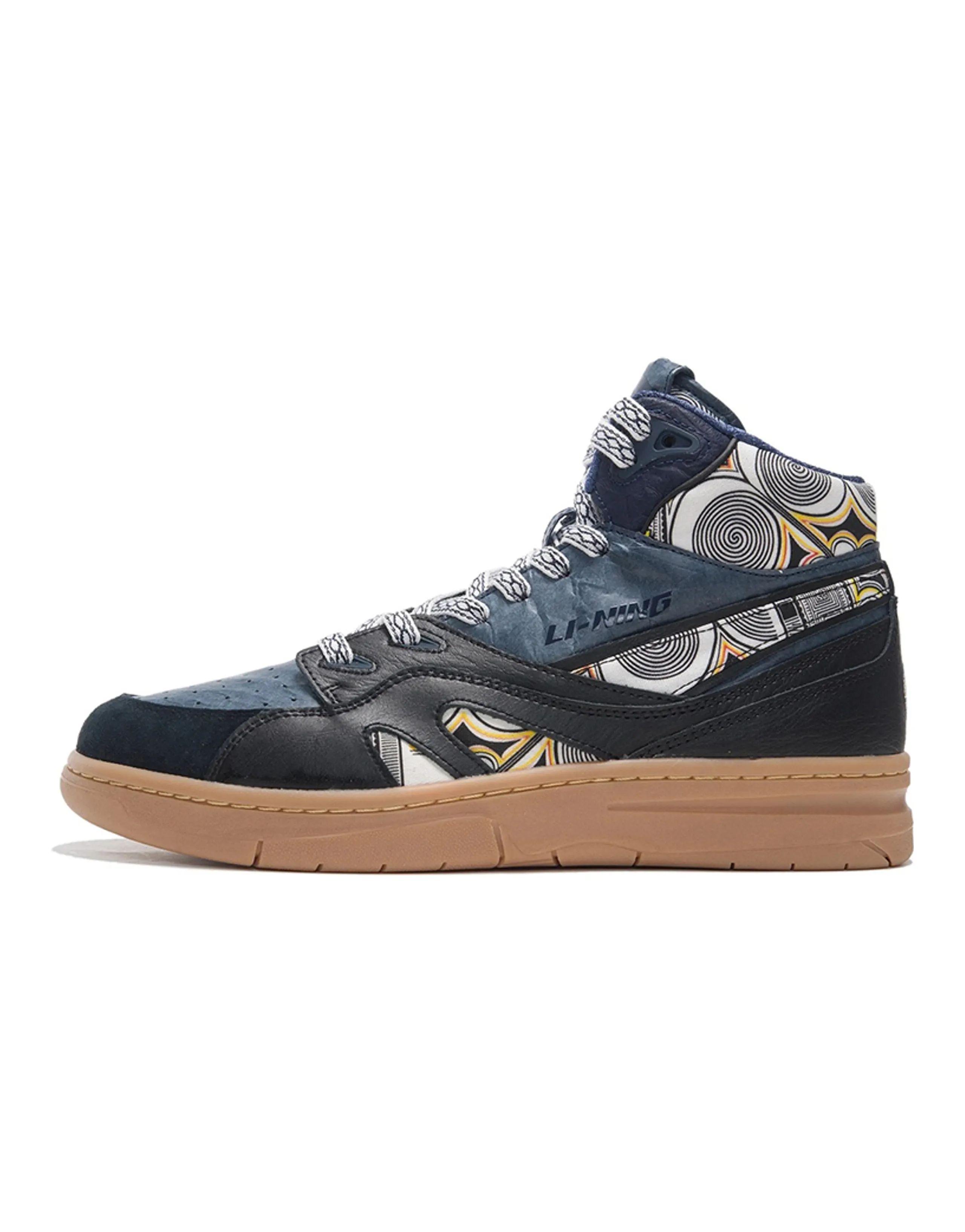 LiNing 937 Durable Lightweight And Breathable High-Top Skateboard Shoes Men's Black Blue
