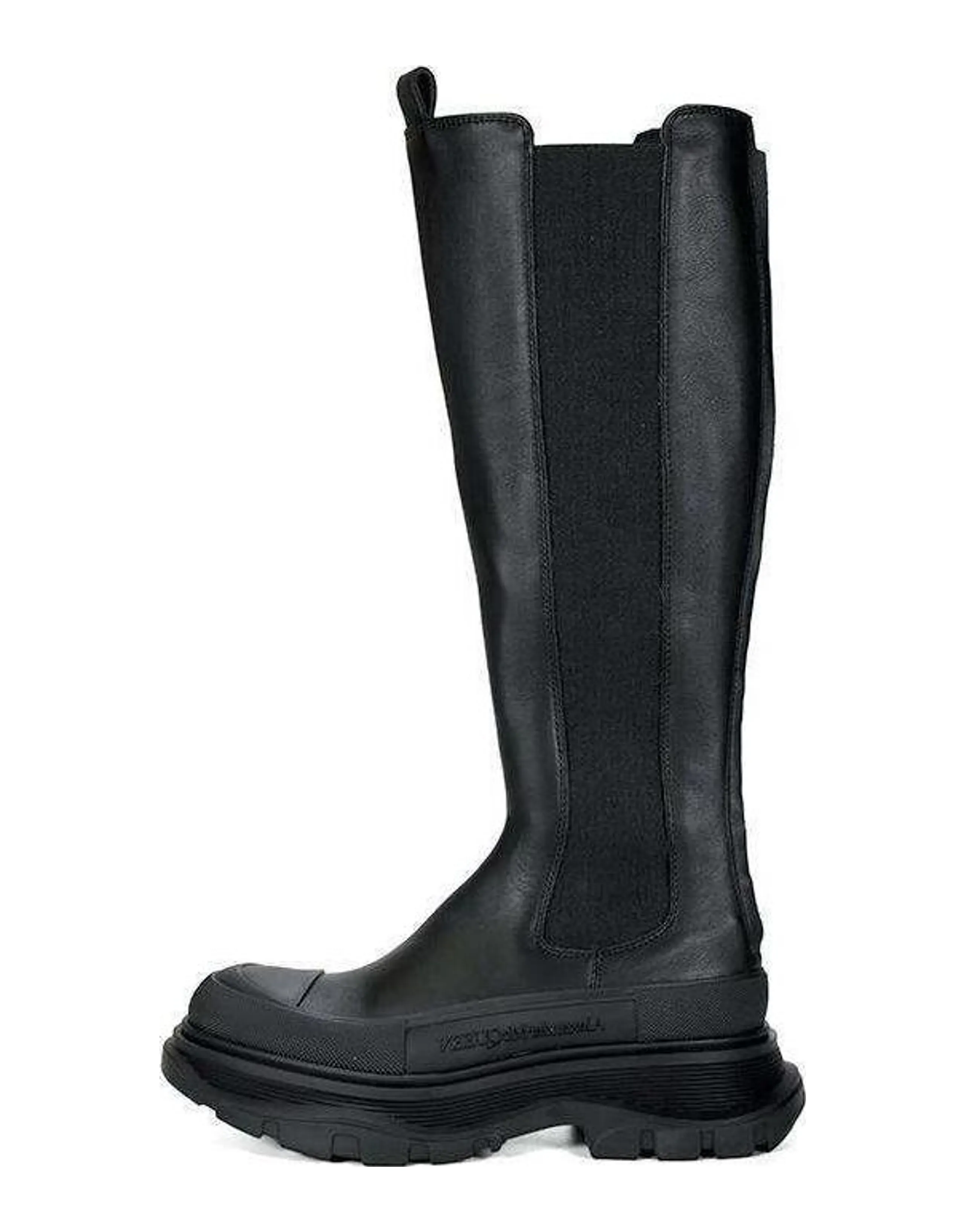 Alexander McQueen Tread Leather Over The Knee Boots 'Black' Women's