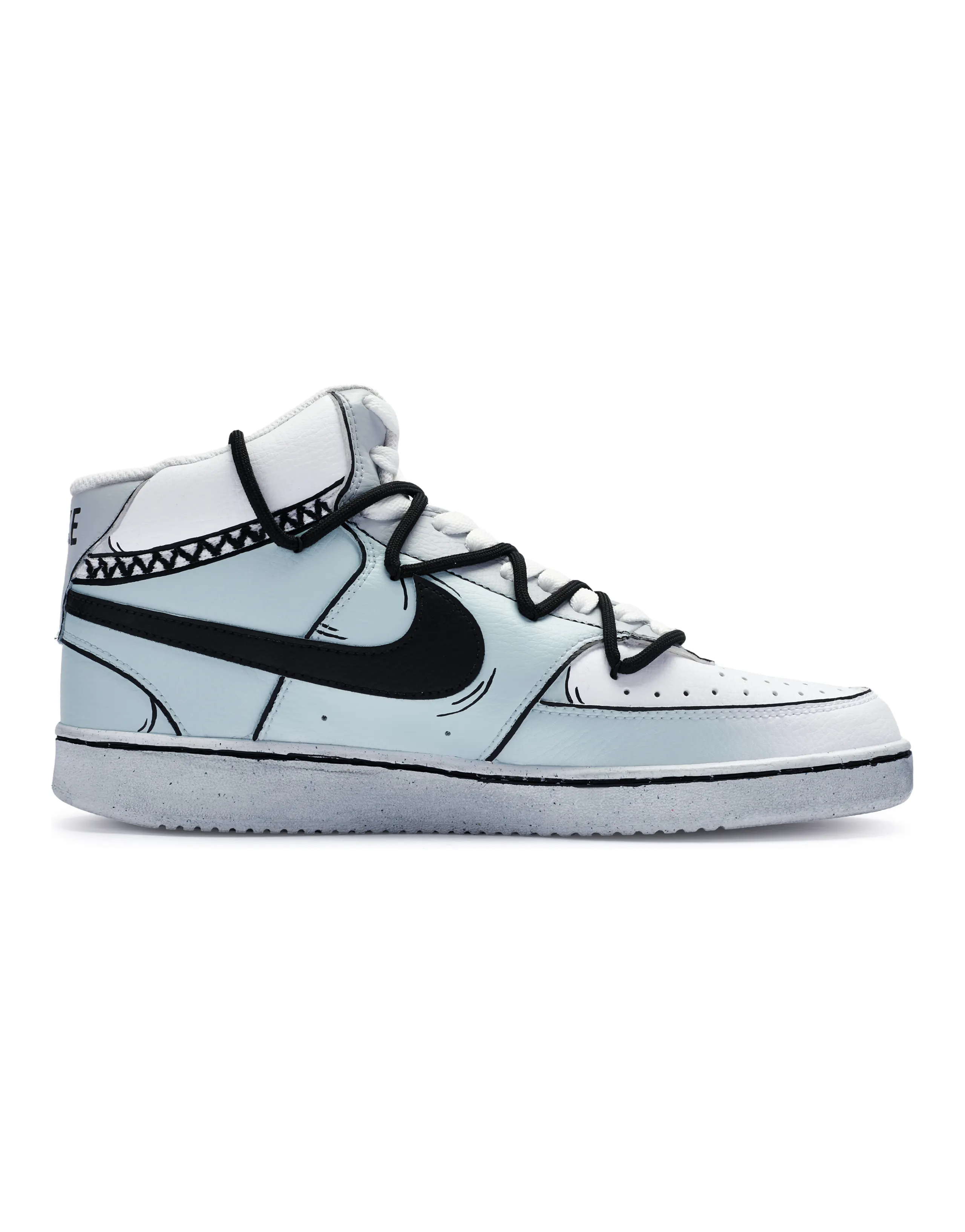 Nike Court Vision Mid Mid-Top Skateboard Shoes Men's White Blue Black