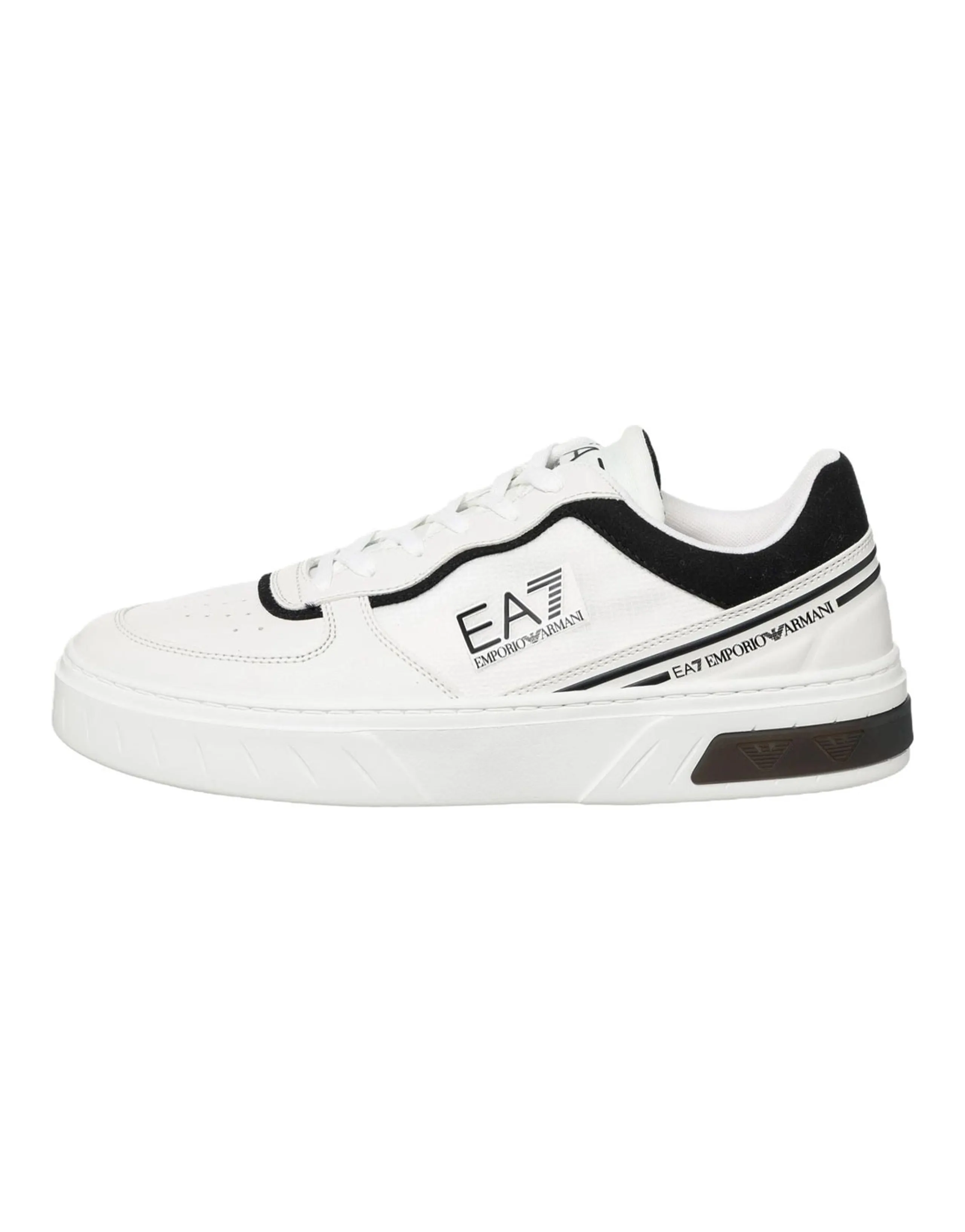 EMPORIO ARMANI Fabric PU (Polyurethane) Logo Screen Print Platform Lace-Up Low-Top Casual Shoes Unisex White