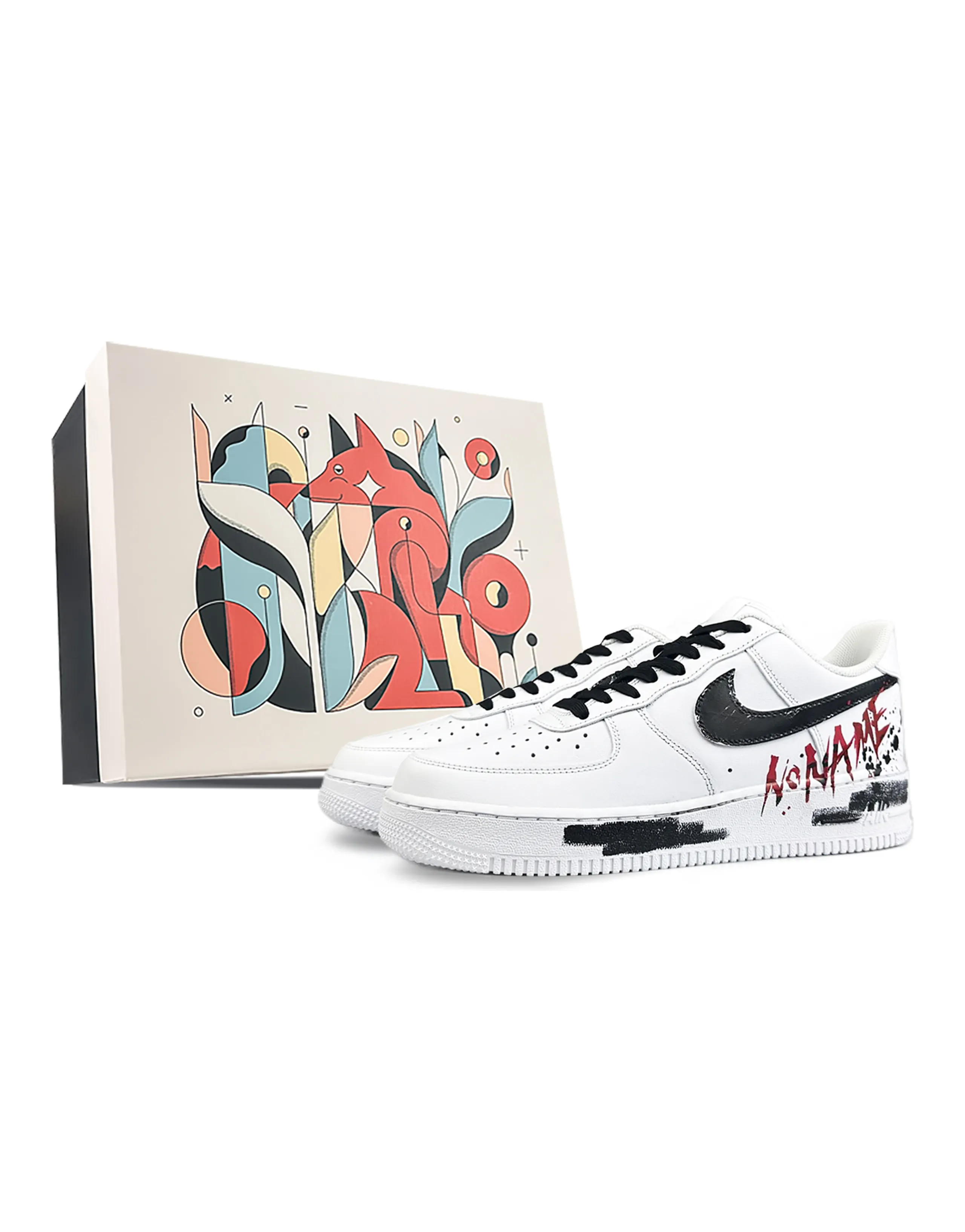 Nike Air Force 1 Slip-Resistant Low-Top Skateboard Shoes Unisex White Black Red