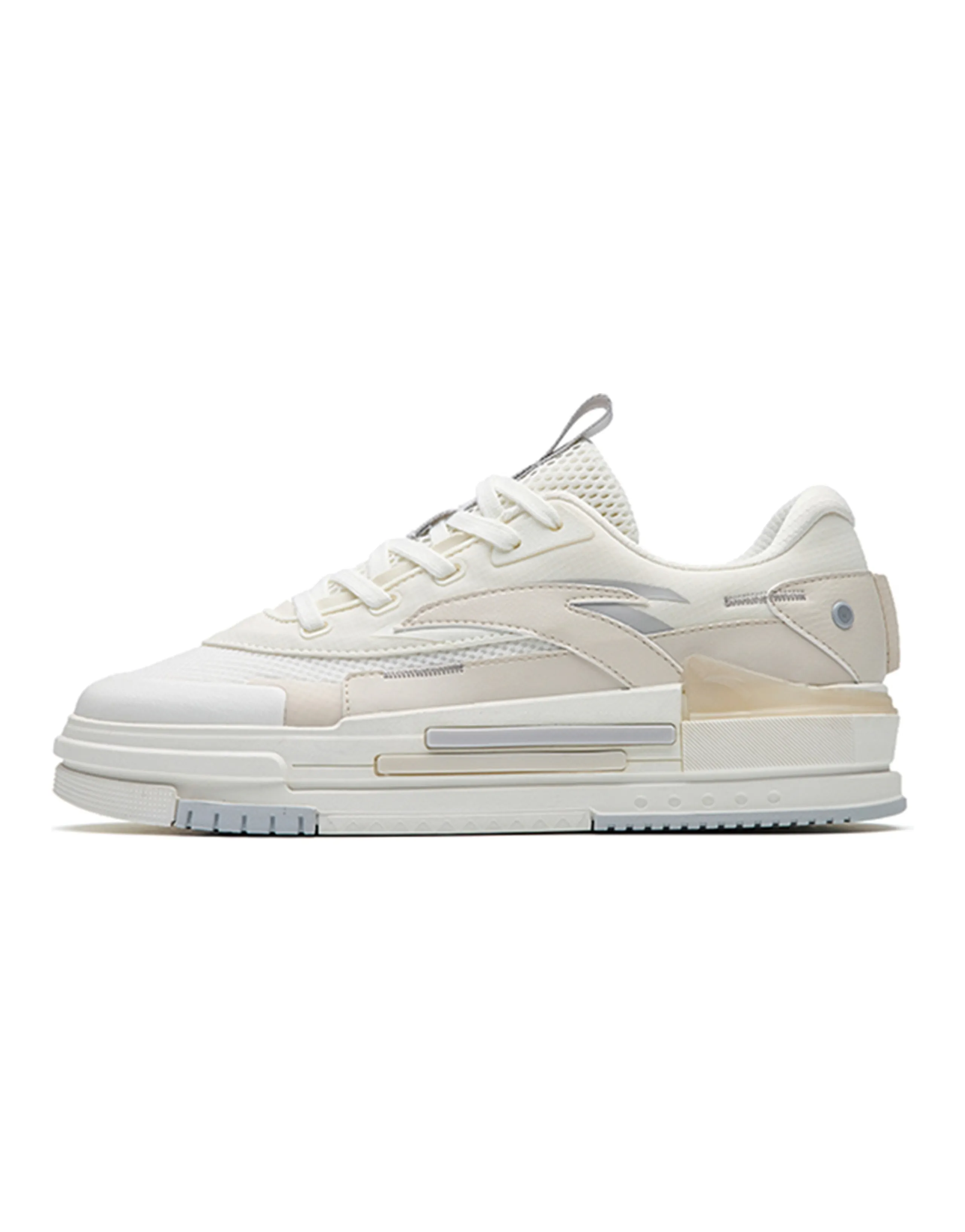 ANTA Skateboard Shoes Men Low-Top Ivory White/Muddy Sand Gray/Microchip Gray