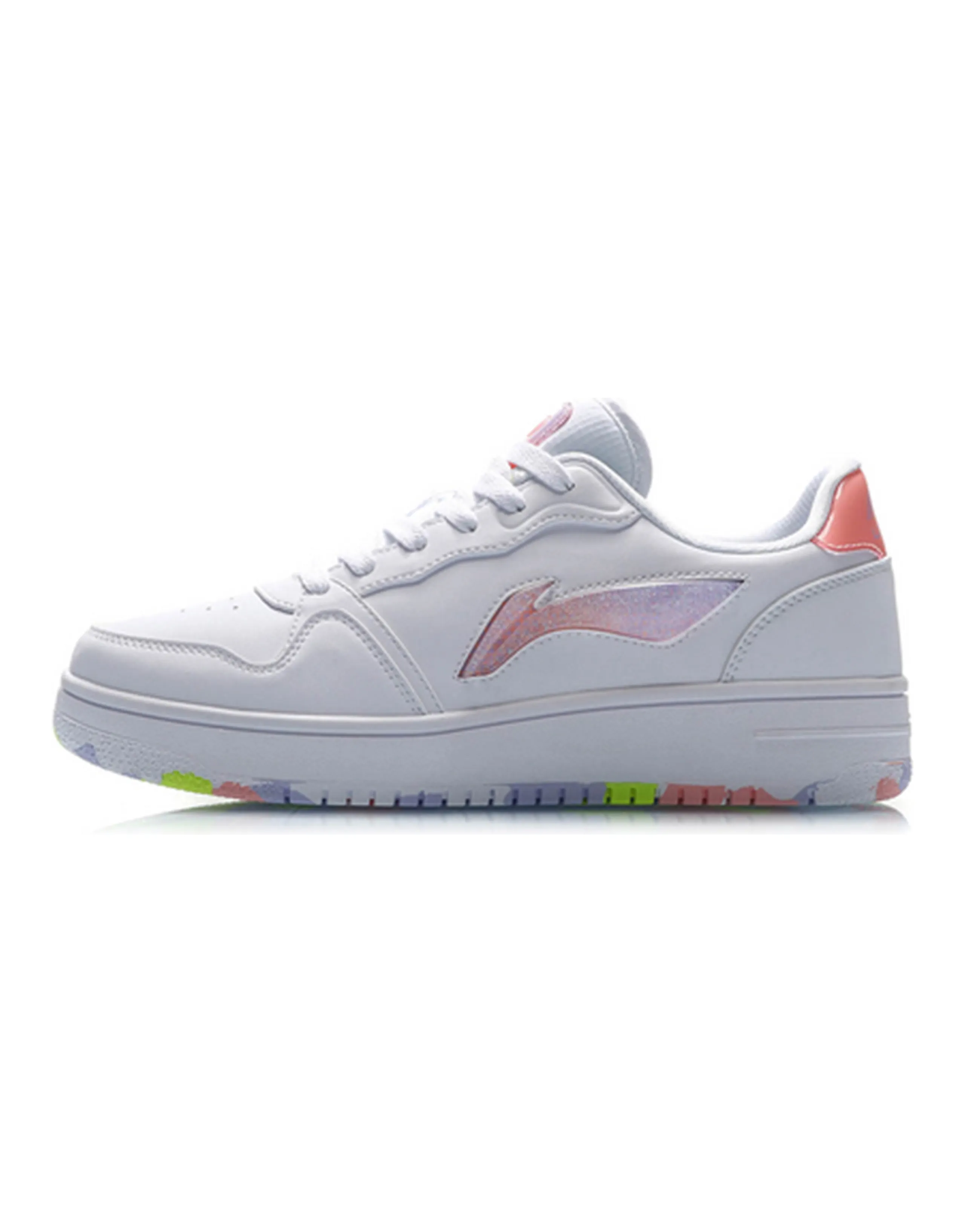 LiNing Cushioned Slip-Resistant Abrasion-Resistant Low-Top Casual Shoes Women's White Purple