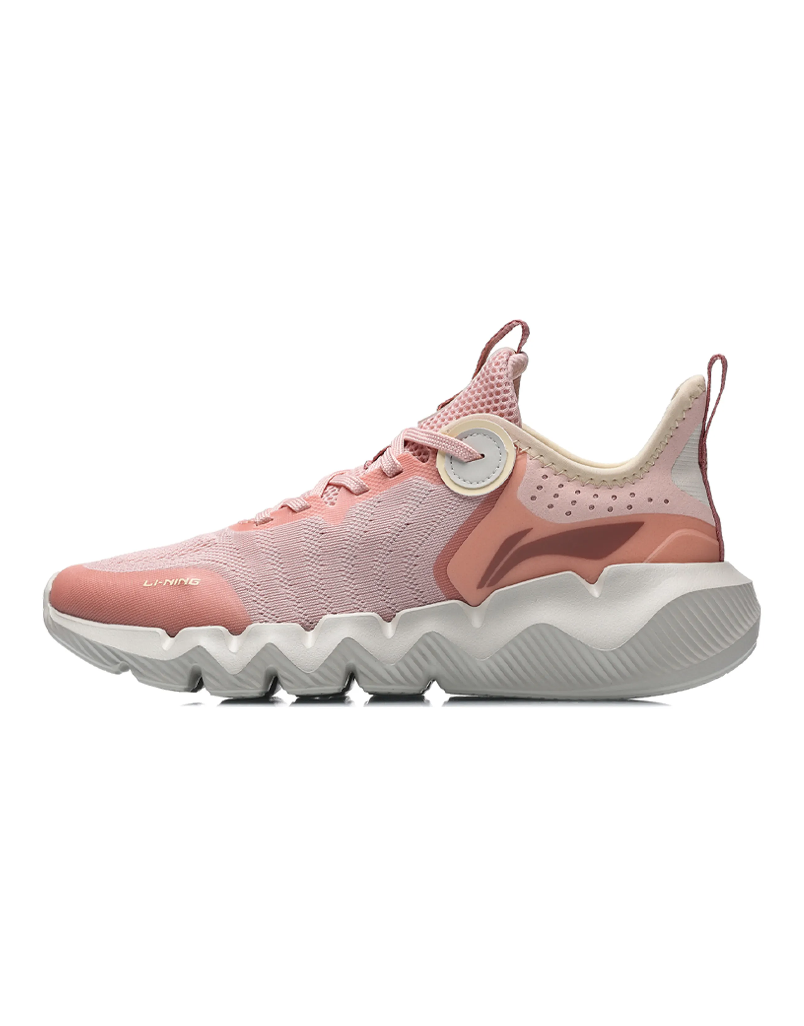 LiNing LN Fle Cushioned Anti-Slip Wear-Resistant Lightweight Breathable Low-Top Casual Shoes Women's Peach Orange Pink