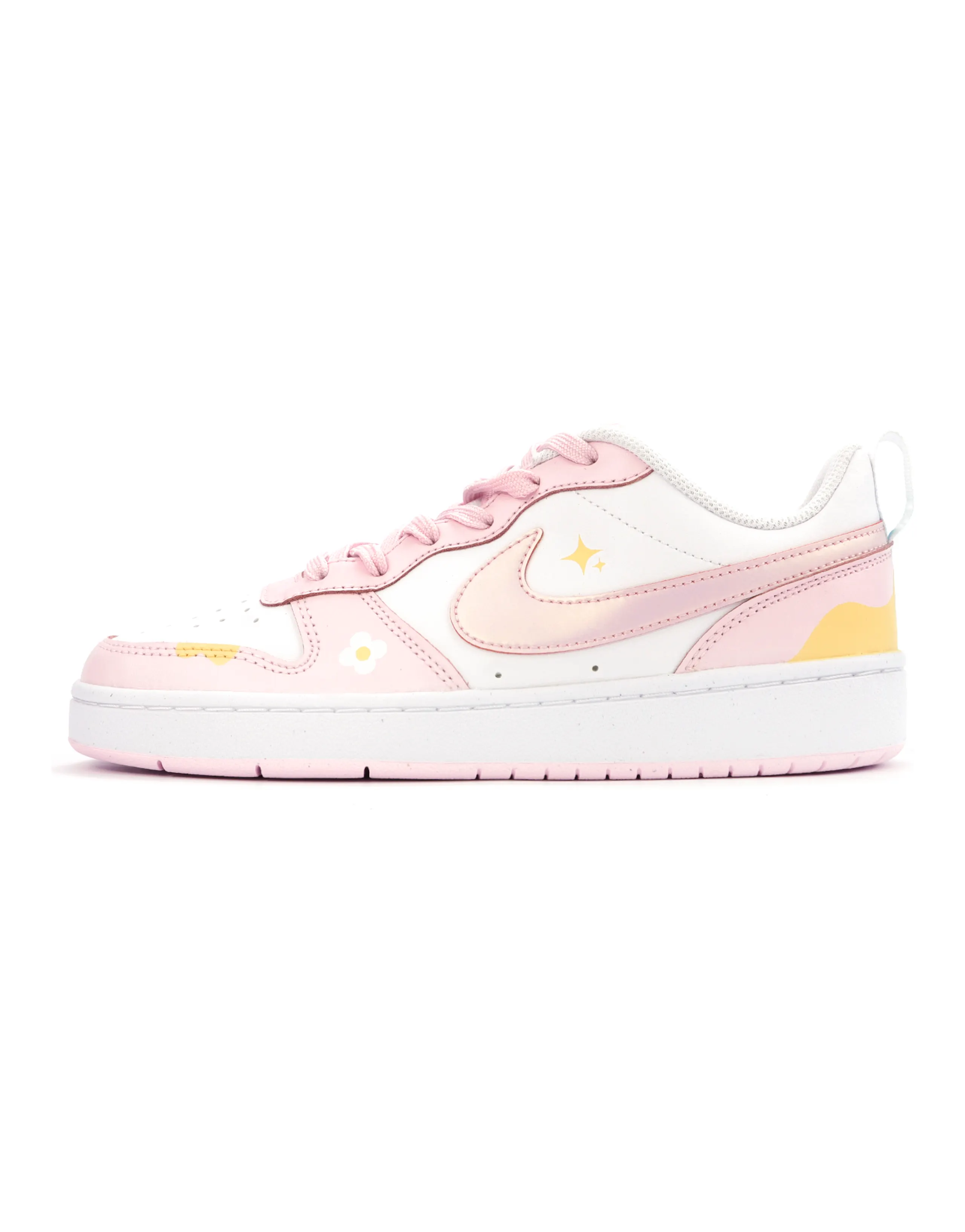 Nike Court Borough Low Low-Top Skateboard Shoes GS Pink Yellow